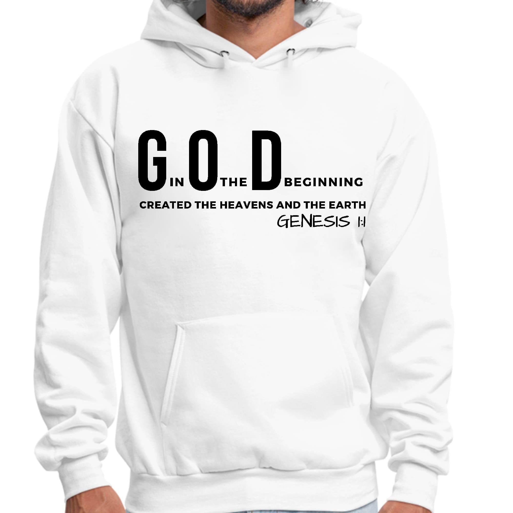 Mens Graphic Hoodie God in the Beginning Print