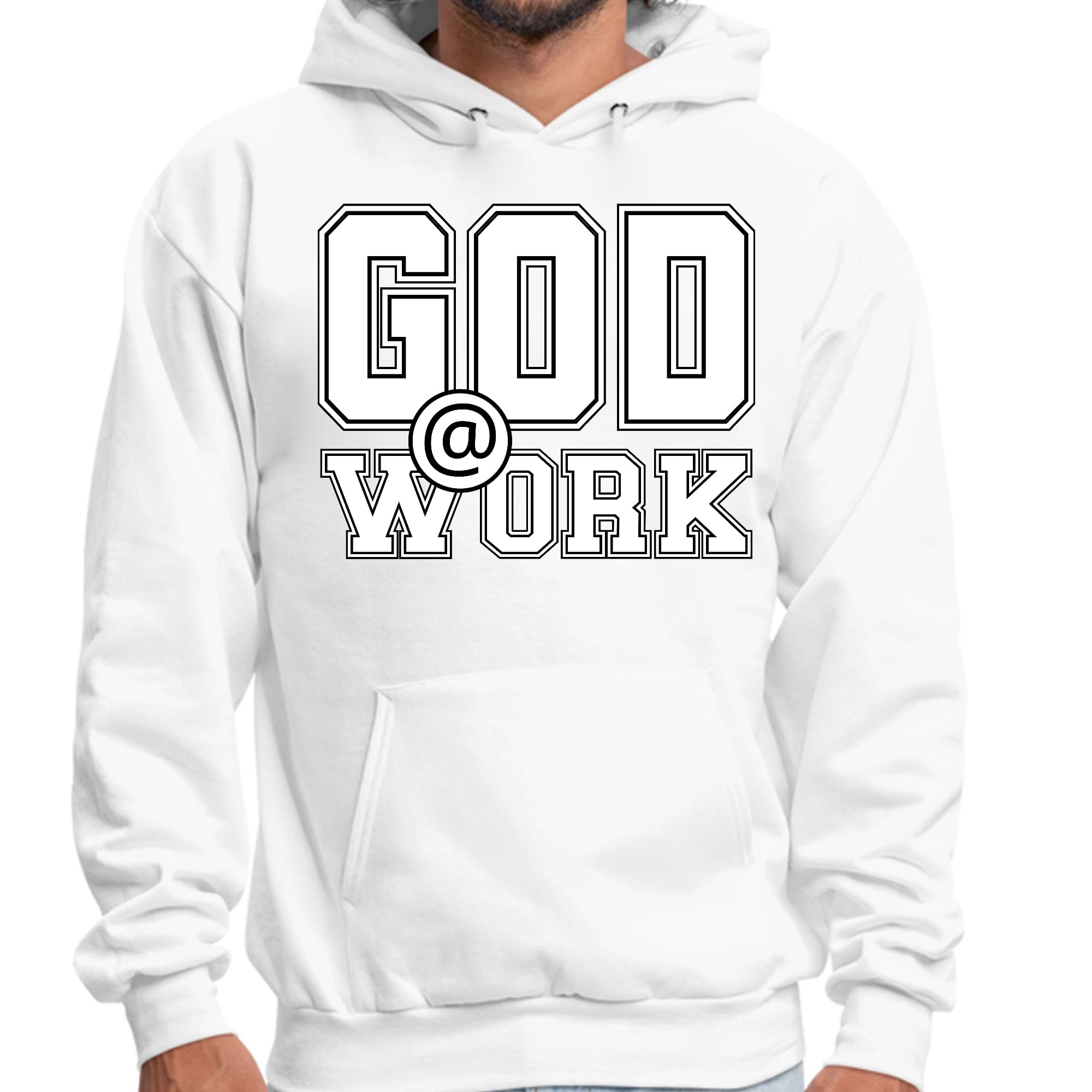 Mens Graphic Hoodie God @ Work Print