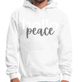 Mens Graphic Hoodie Hello Peace White and Gray