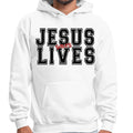 Mens Graphic Hoodie Jesus Saves Lives Black Red Illustration