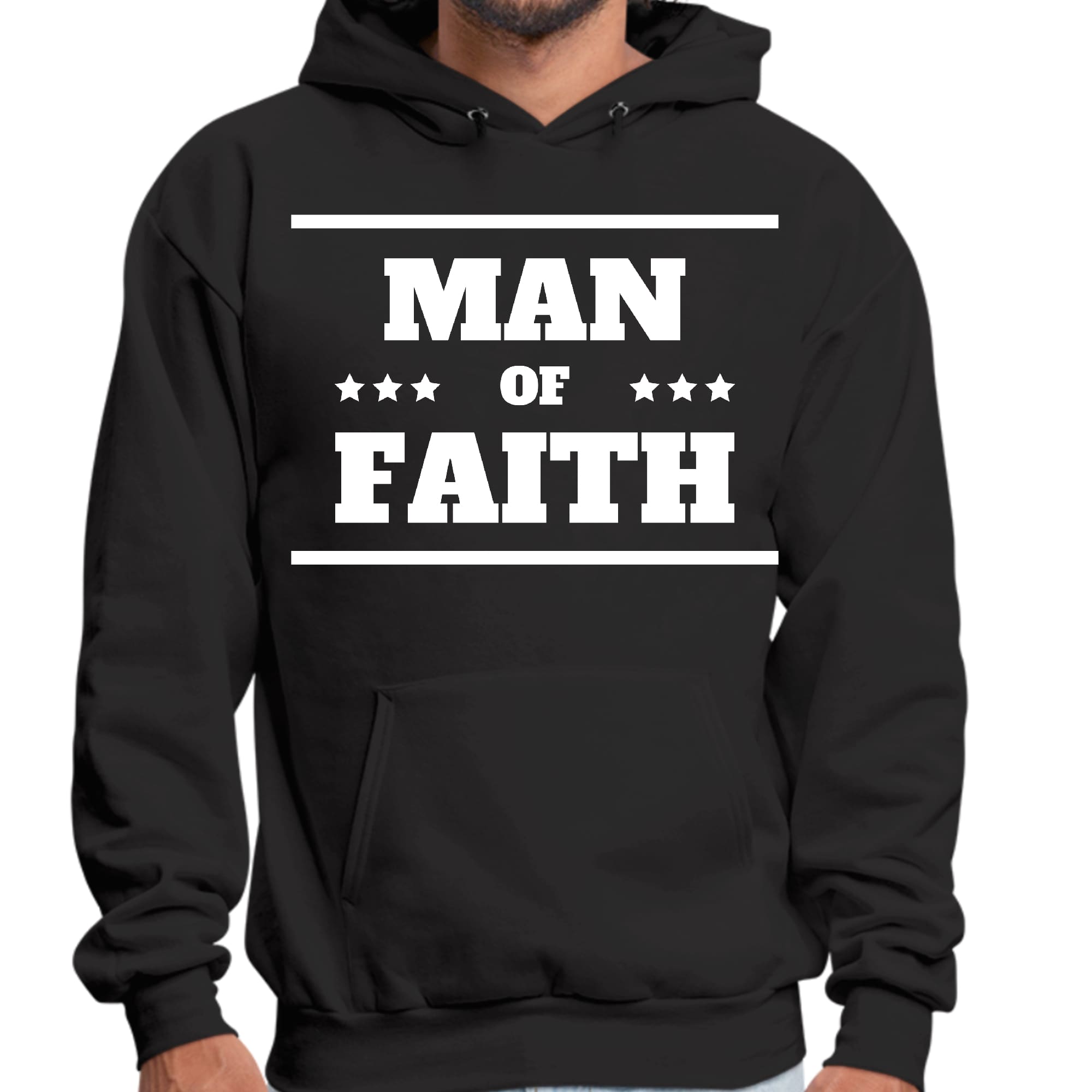Mens Graphic Hoodie Man of Faith