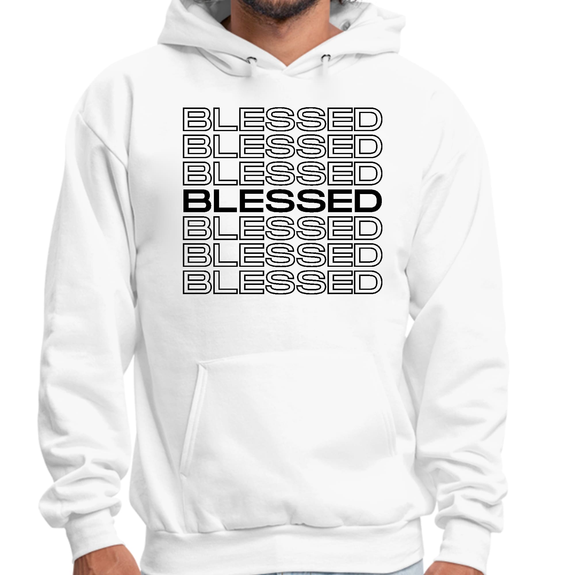 Mens Graphic Hoodie Stacked Blessed Print