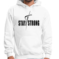 Mens Graphic Hoodie Stay Strong with Cross Black Print