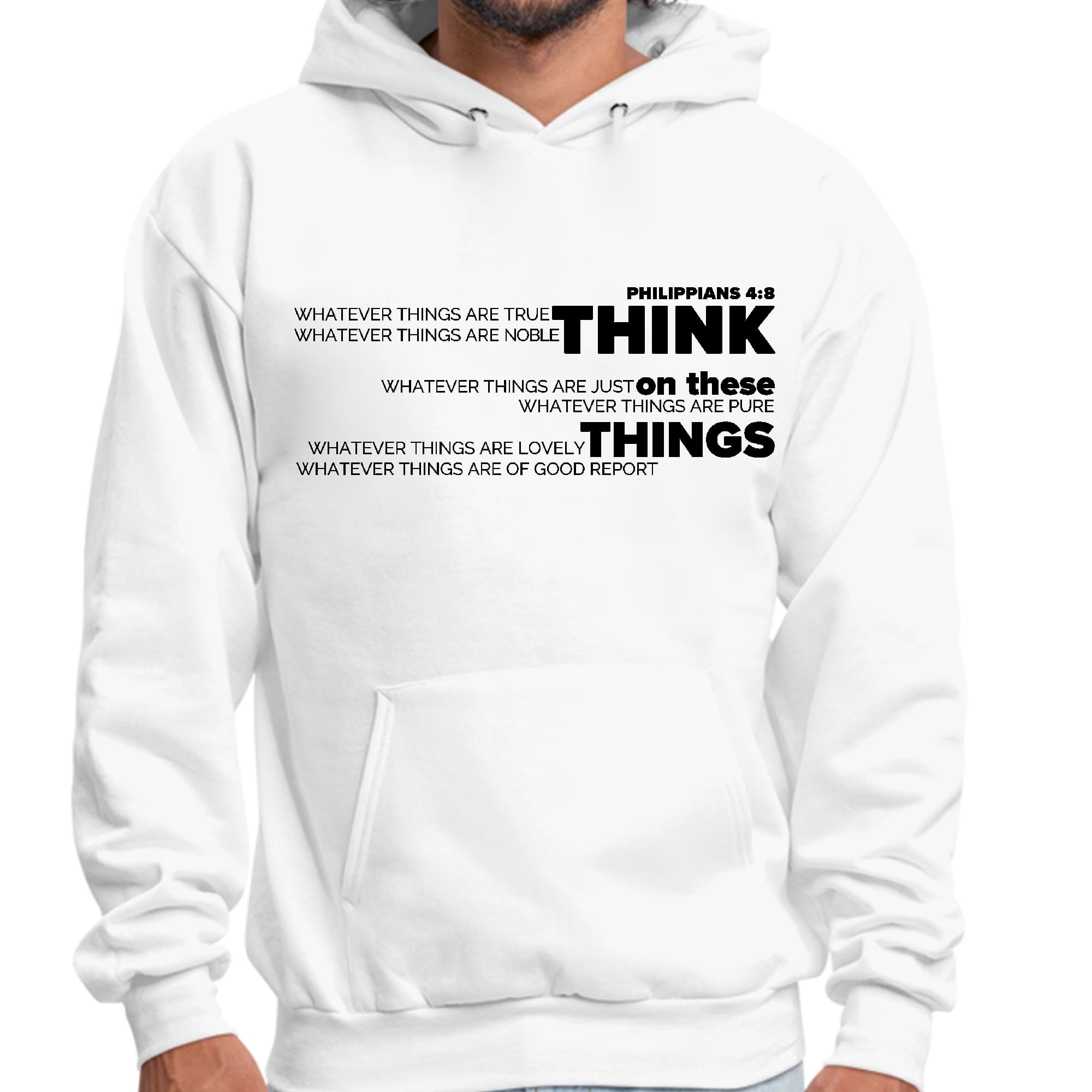 Mens Graphic Hoodie Think on these Things Black Illustration