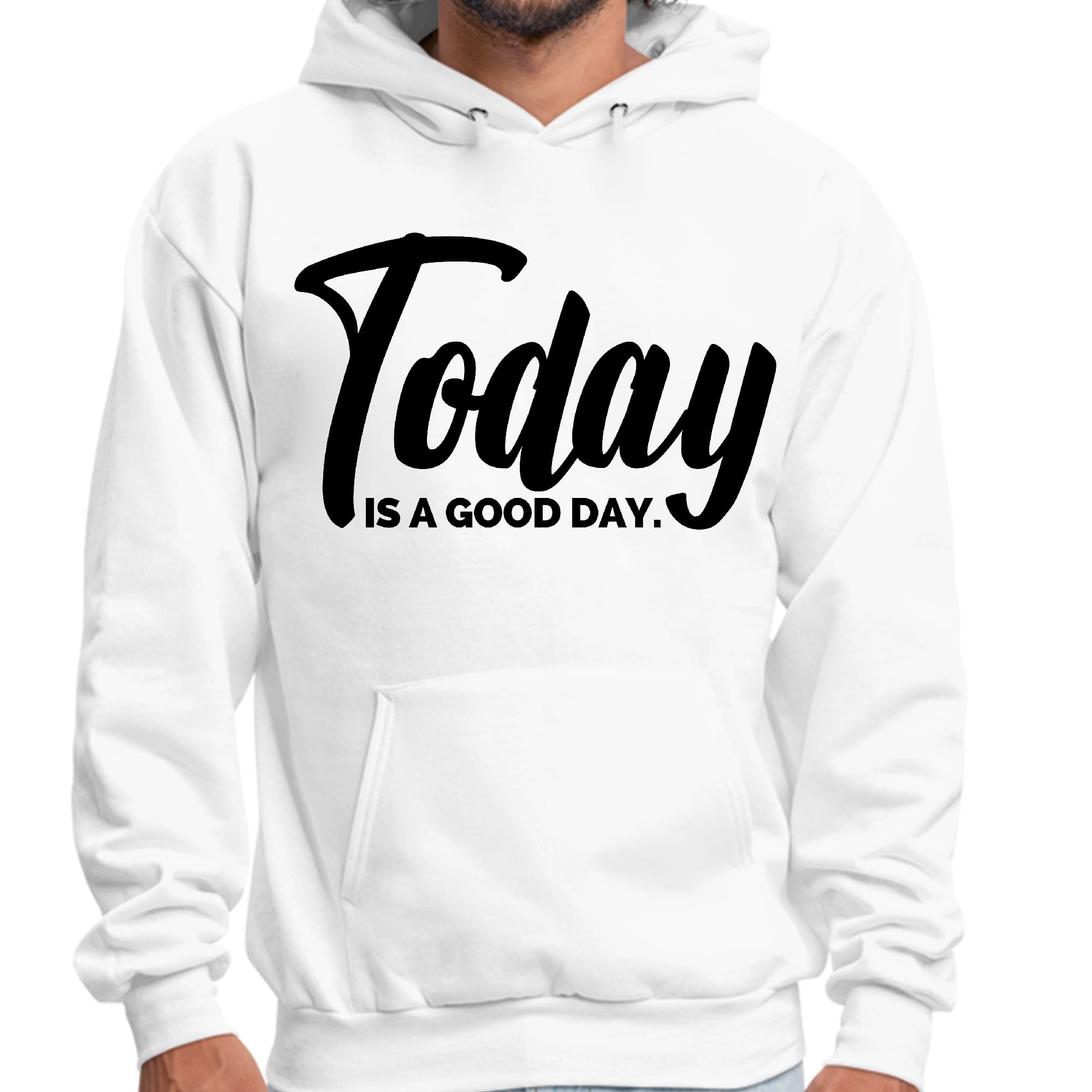 Mens Graphic Hoodie Today is a Good Day Black Illustration