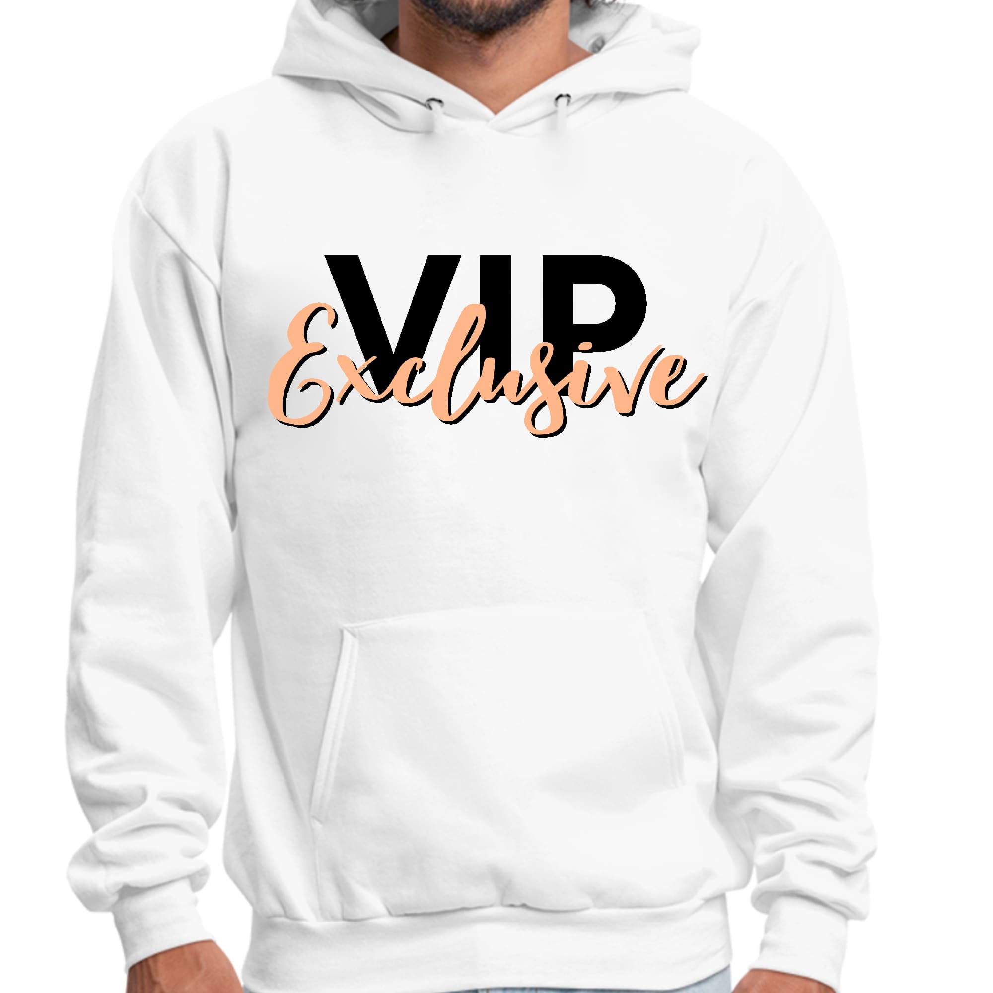 Mens Graphic Hoodie Vip Exclusive Black and Beige - Affirmation