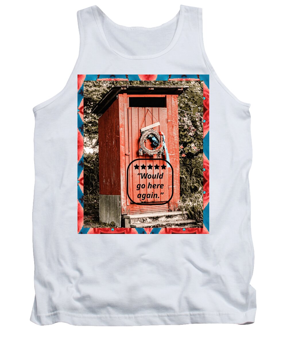 5 Star Rated Rustic Outhouse with Wreath - Tank Top