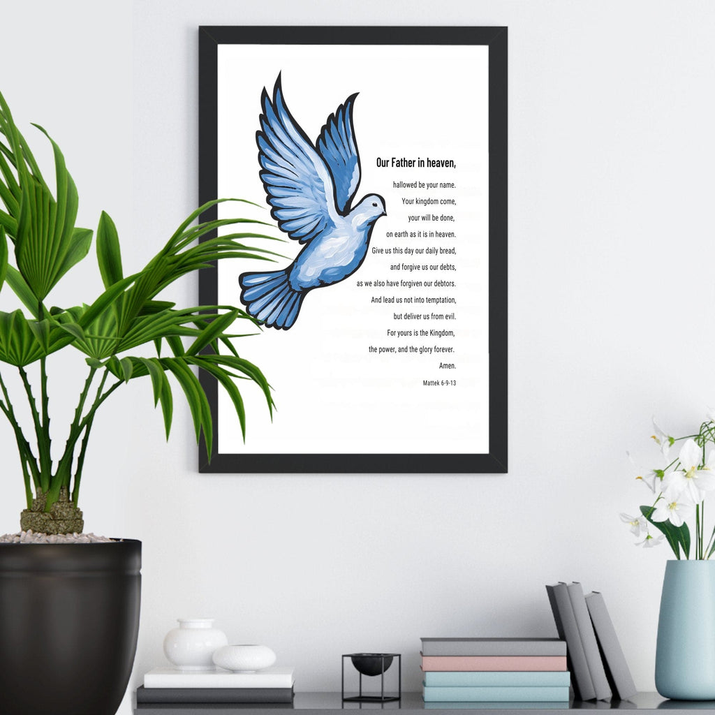 Wall Decor Giclee Poster Art Print - our Father Bible Verse - Dove Illustration