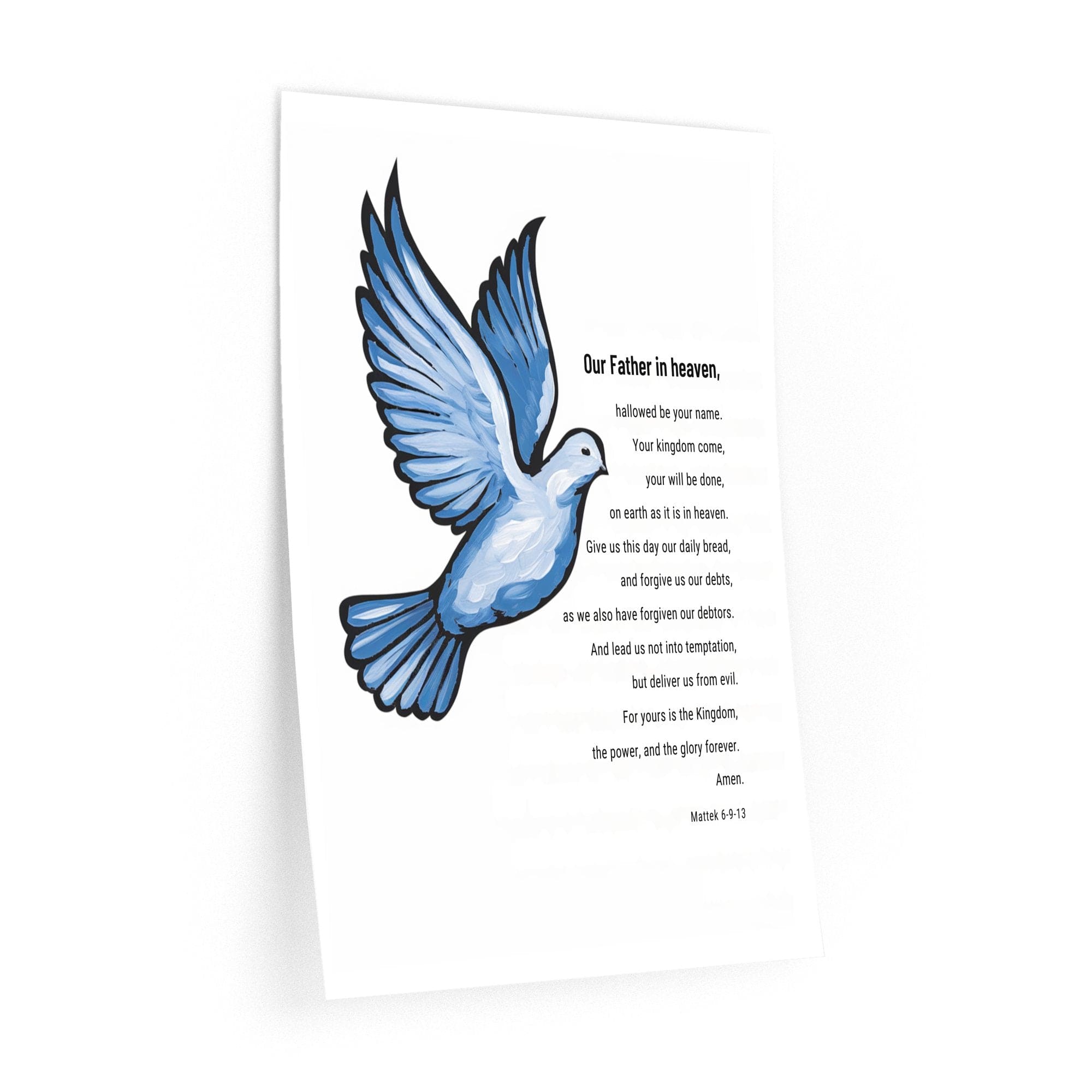 Wall Decor Giclee Poster Art Print - our Father Bible Verse - Dove Illustration