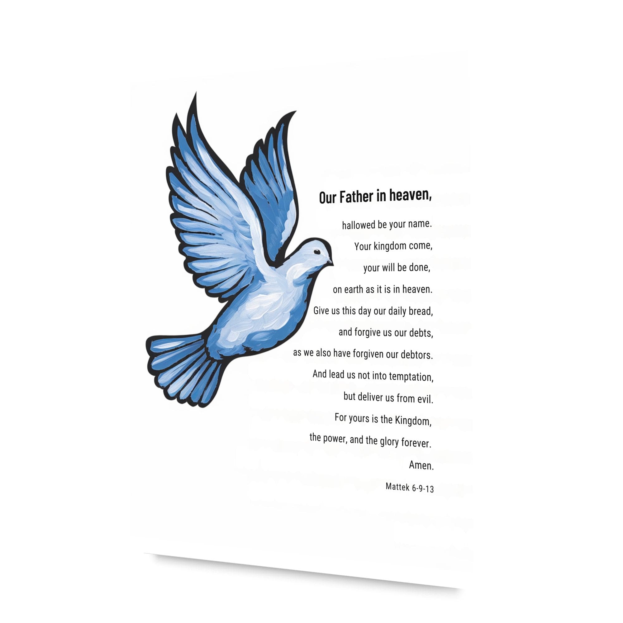 Wall Decor Giclee Poster Art Print - our Father Bible Verse - Dove Illustration