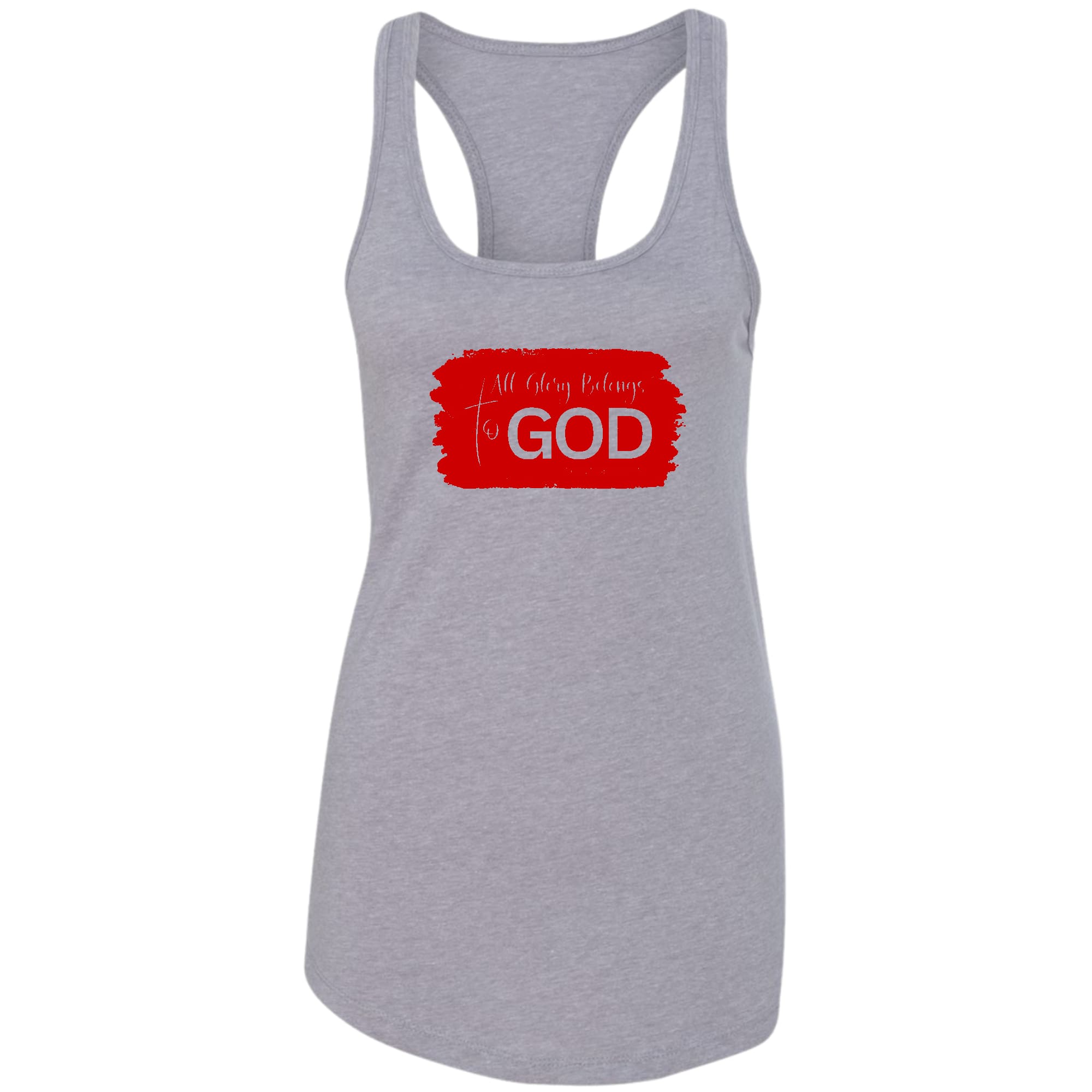Womens Fitness Tank Top Graphic T-shirt - All Glory Belongs to God - Red