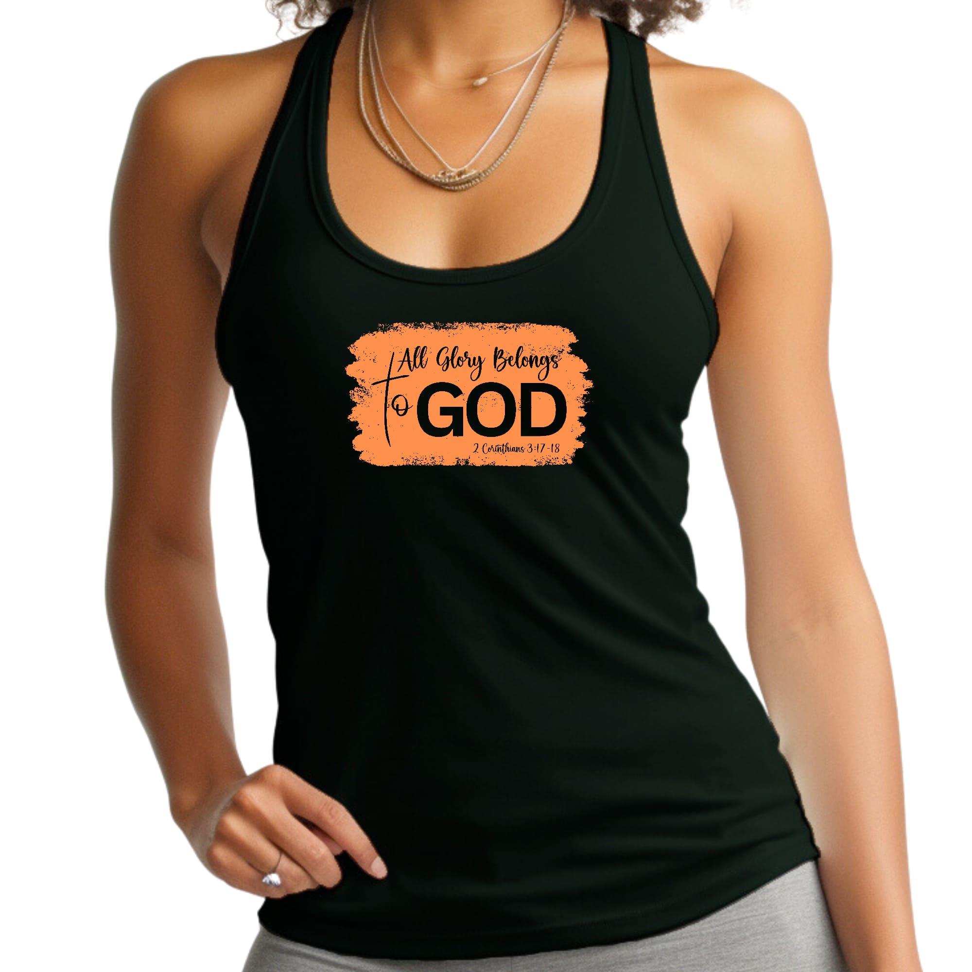 Womens Fitness Tank Top Graphic T-shirt - All Glory Belongs to God