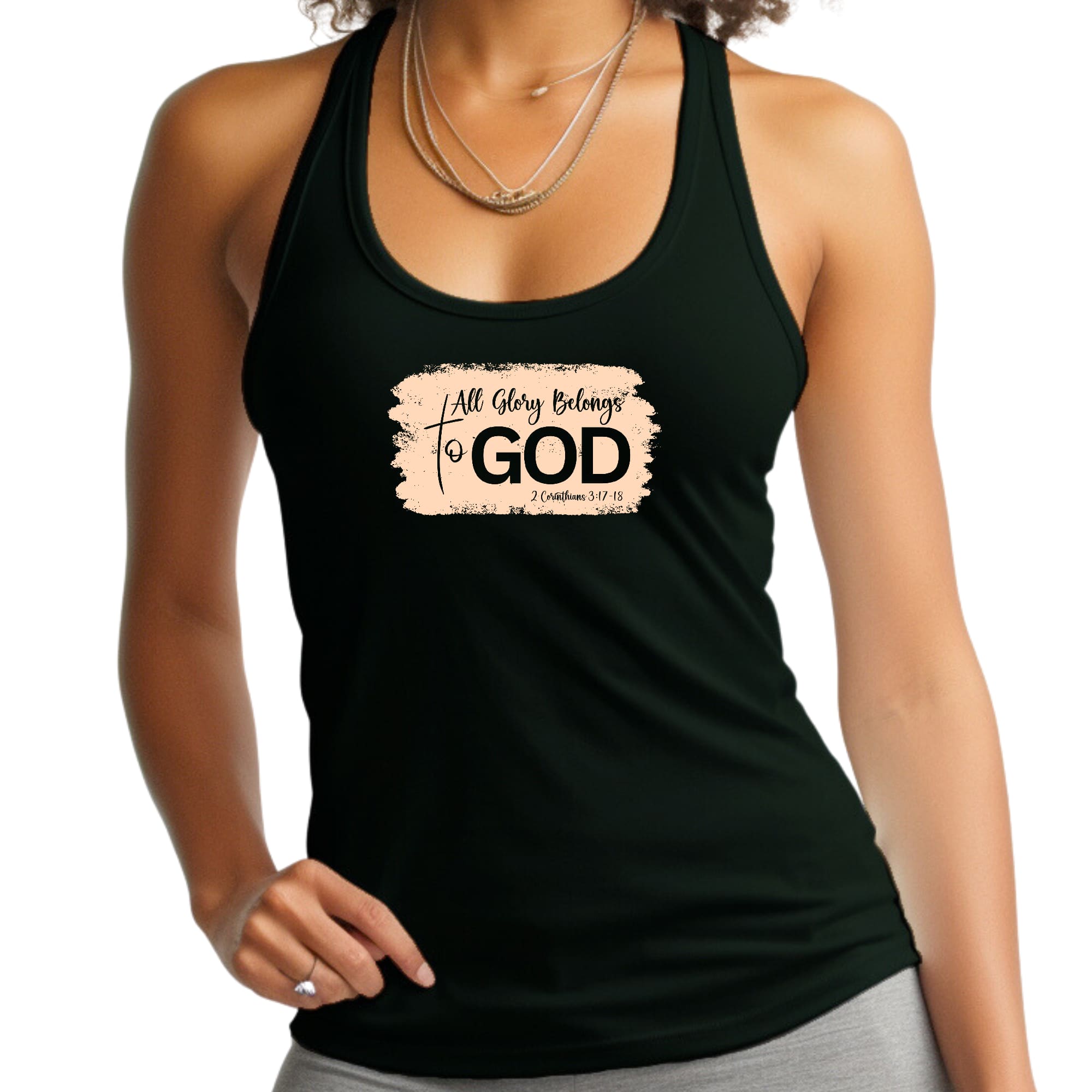 Womens Fitness Tank Top Graphic T-shirt - All Glory Belongs to God