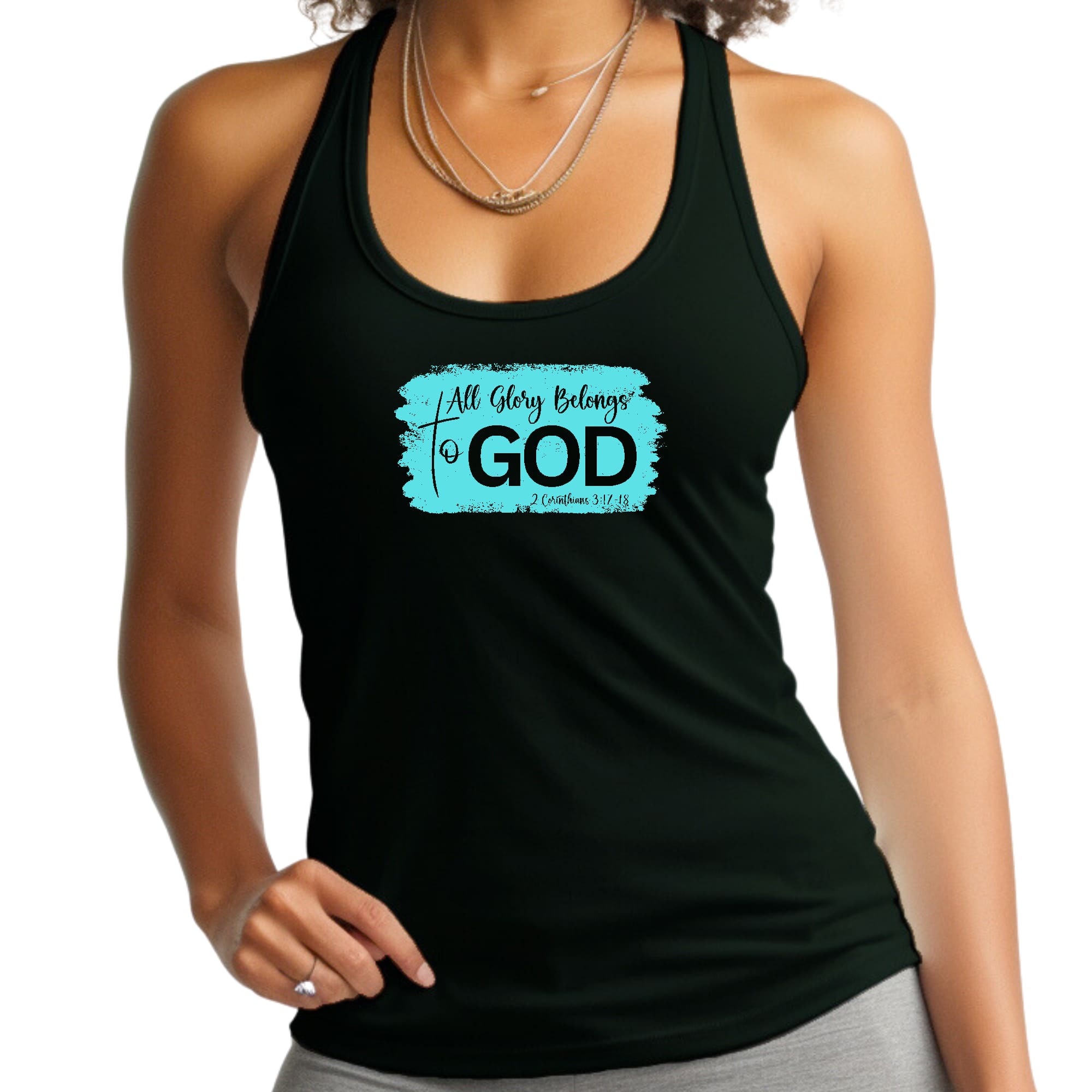 Womens Fitness Tank Top Graphic T-shirt - All Glory Belongs to God