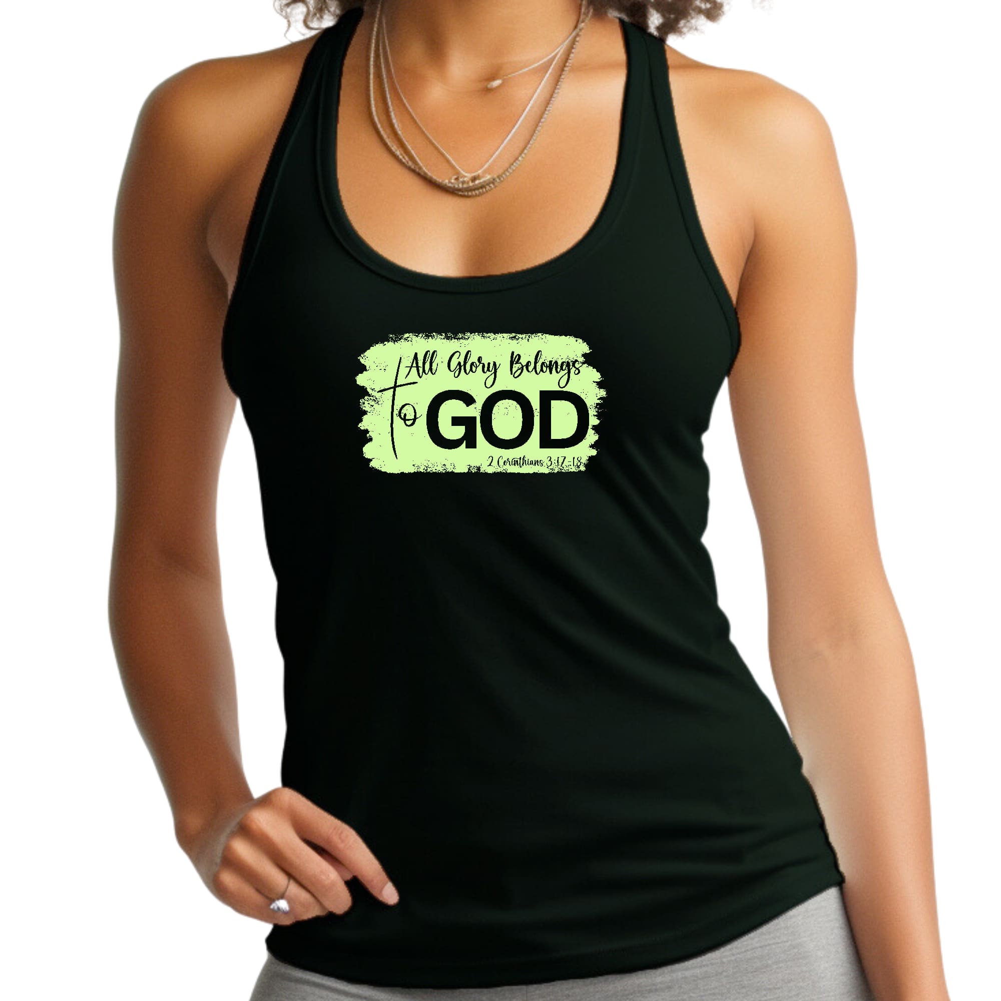 Womens Fitness Tank Top Graphic T-shirt - All Glory Belongs to God