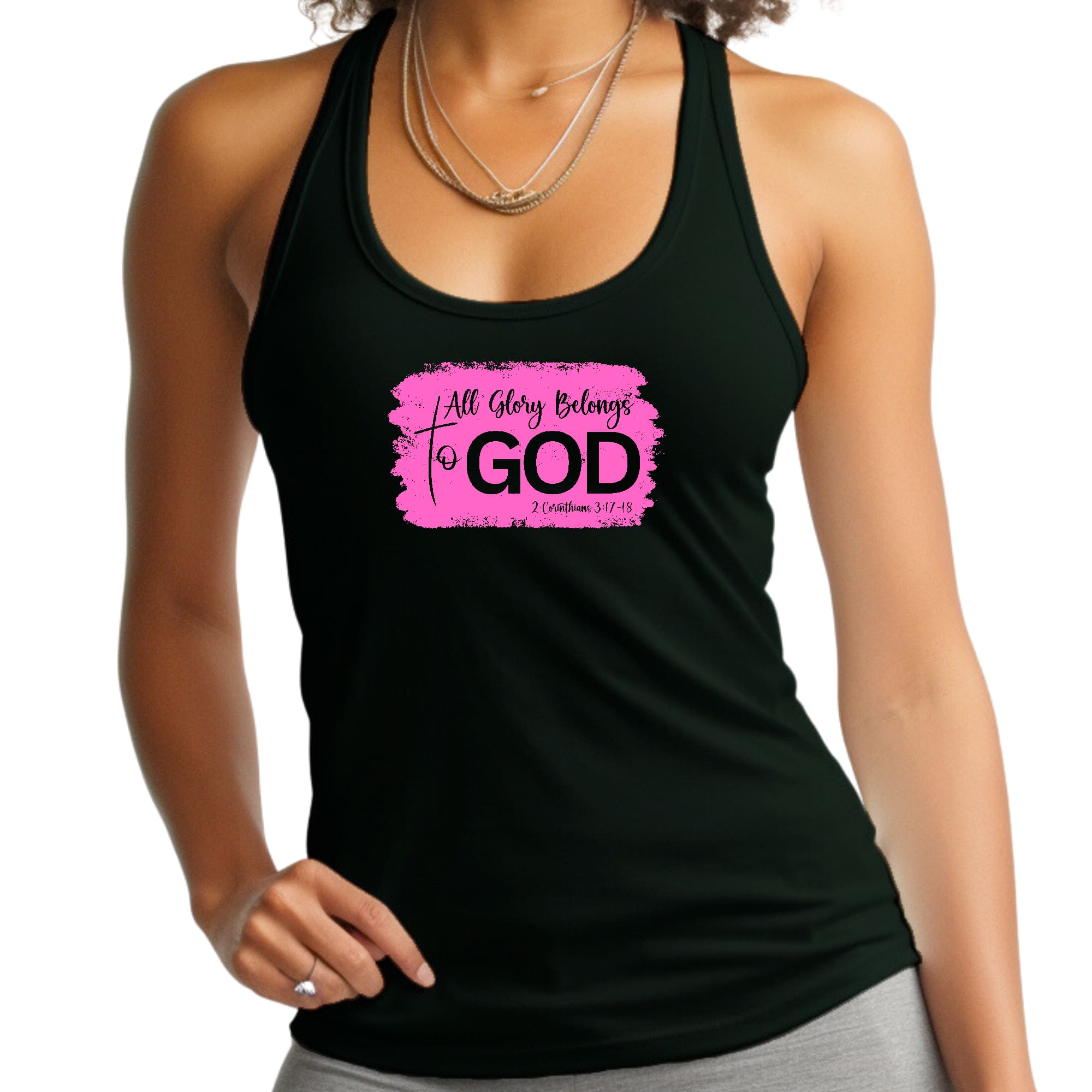 Womens Fitness Tank Top Graphic T-shirt - All Glory Belongs to God