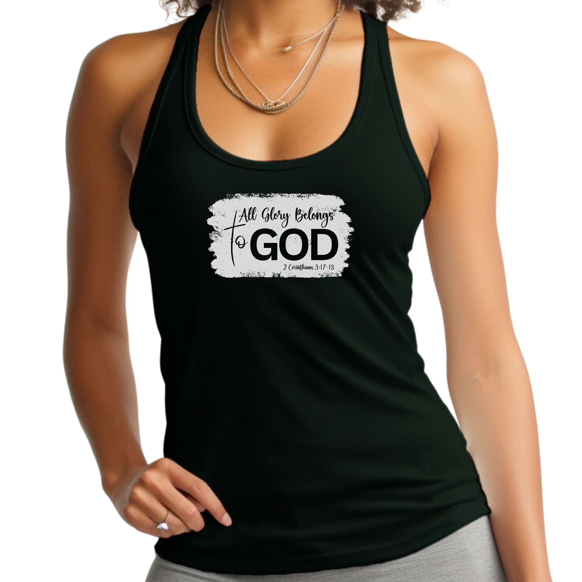 Womens Fitness Tank Top Graphic T-shirt - All Glory Belongs to God