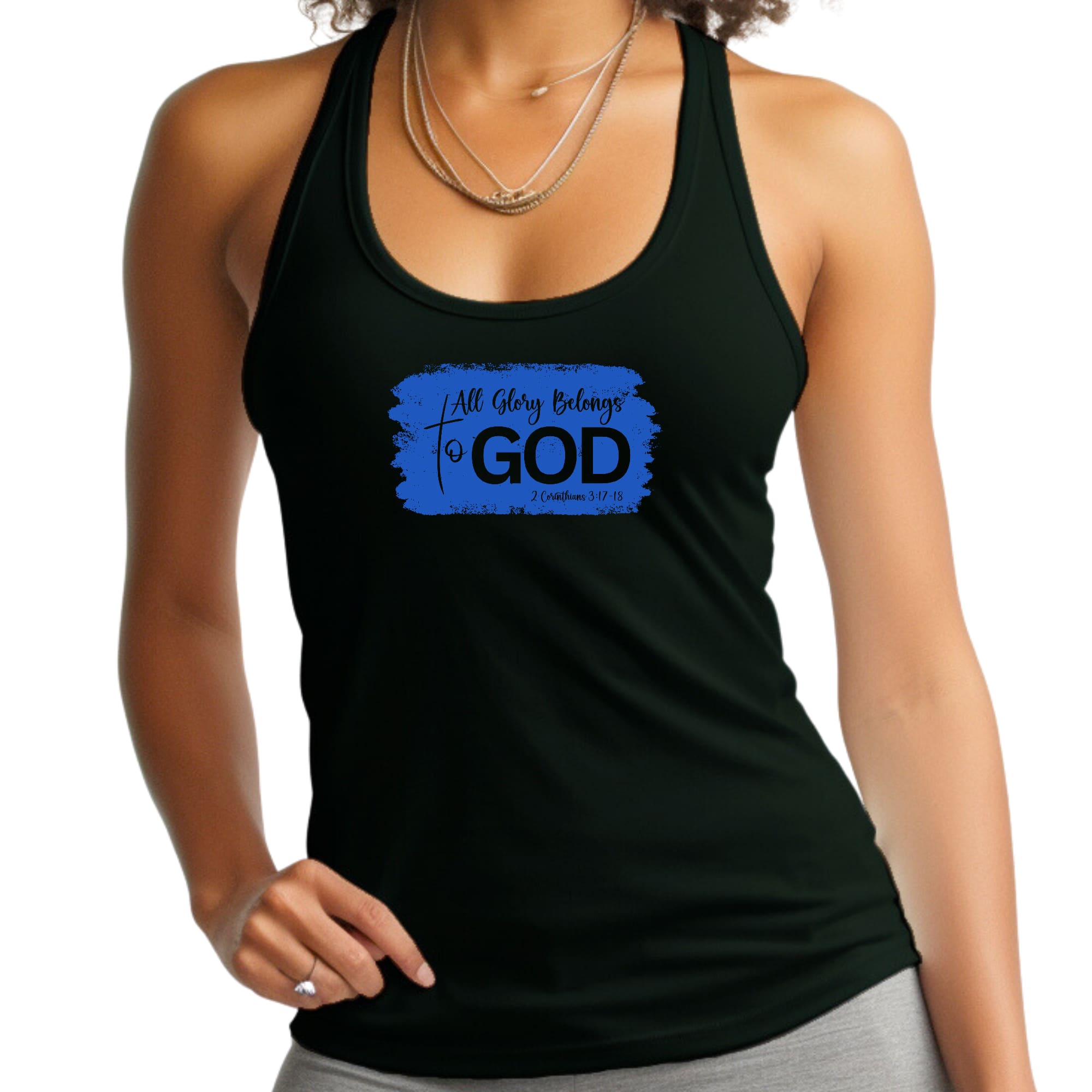 Womens Fitness Tank Top Graphic T-shirt - All Glory Belongs to God