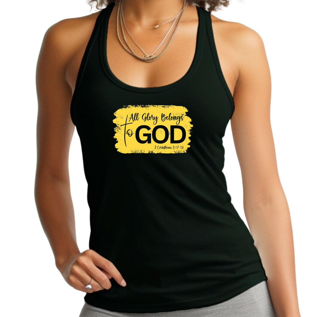 Womens Fitness Tank Top Graphic T-shirt - All Glory Belongs to God