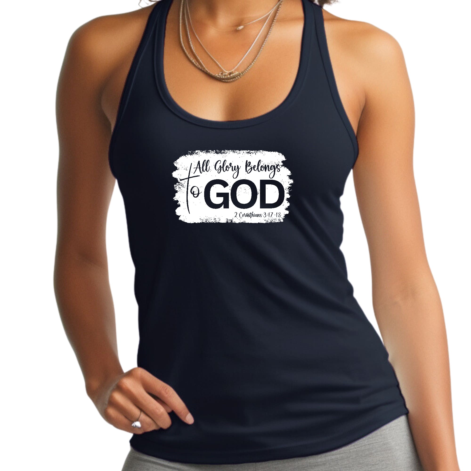 Womens Fitness Tank Top Graphic T-shirt All Glory Belongs to God