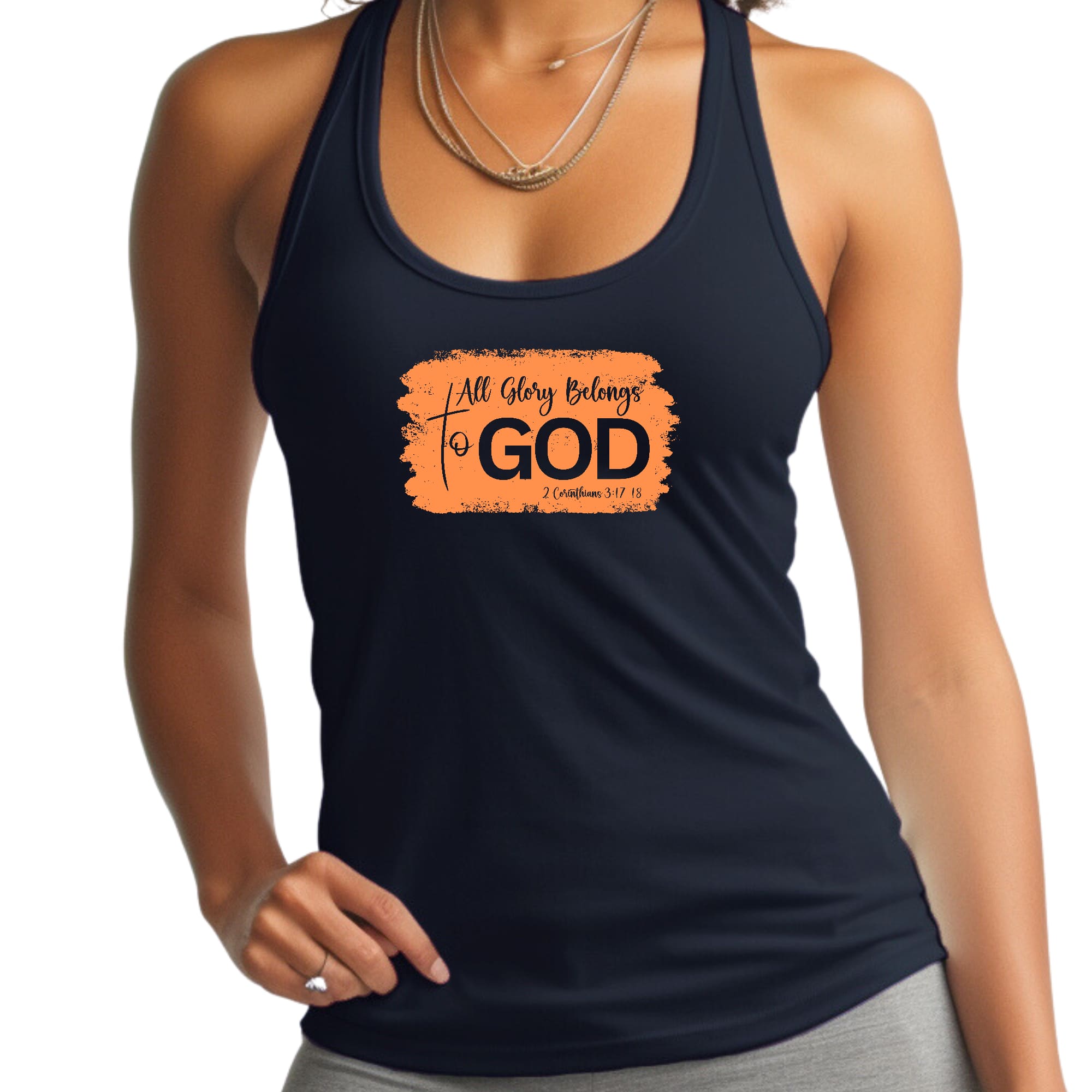 Womens Fitness Tank Top Graphic T-shirt - All Glory Belongs to God