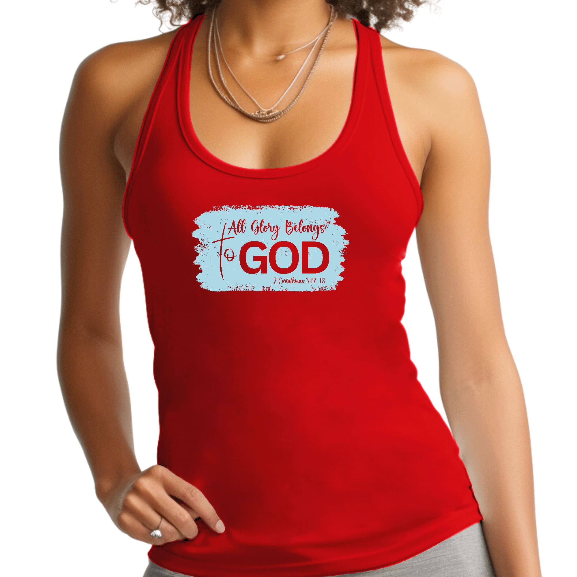 Womens Fitness Tank Top Graphic T-shirt - All Glory Belongs to God