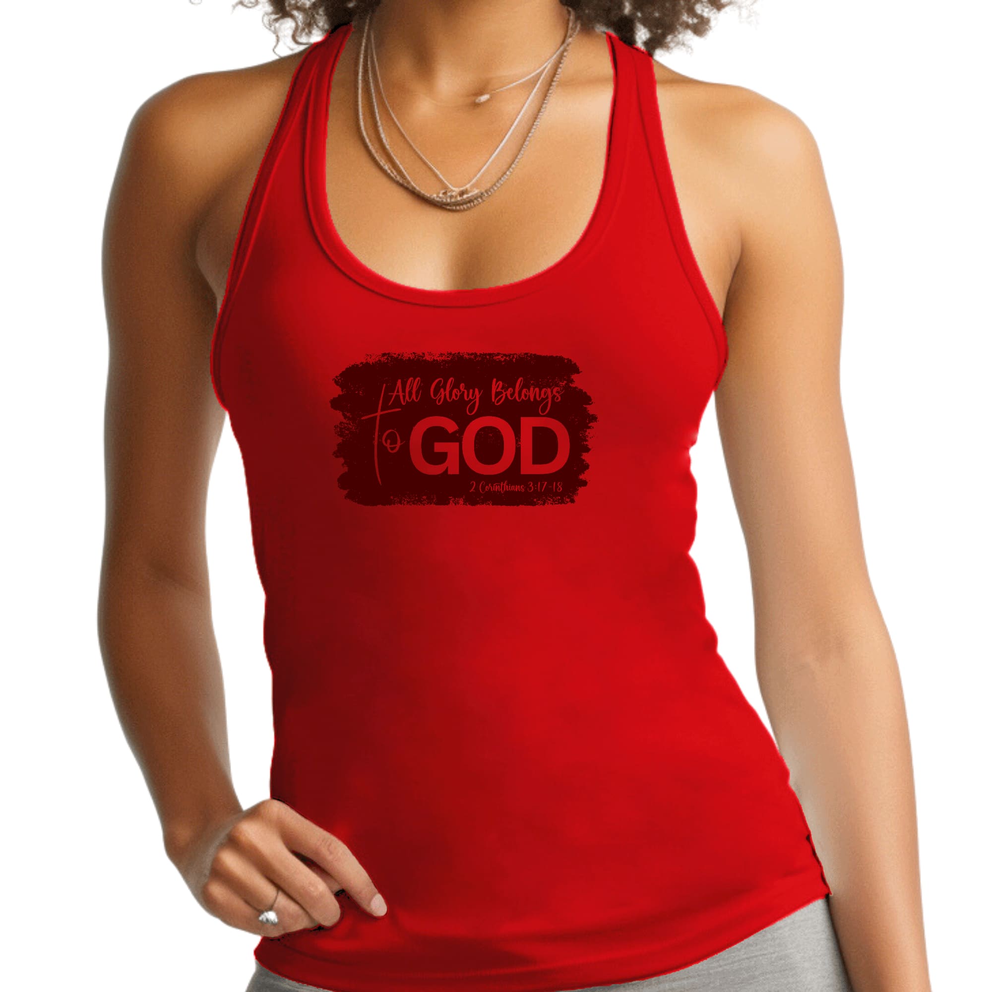 Womens Fitness Tank Top Graphic T-shirt - All Glory Belongs to God