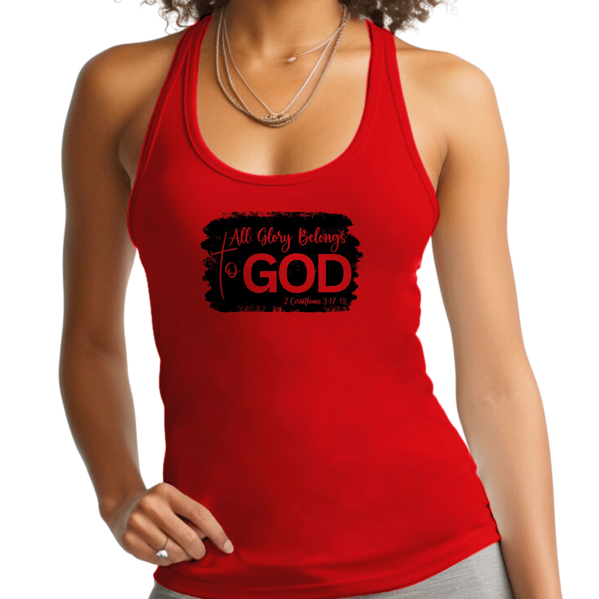 Womens Fitness Tank Top Graphic T-shirt - All Glory Belongs to God