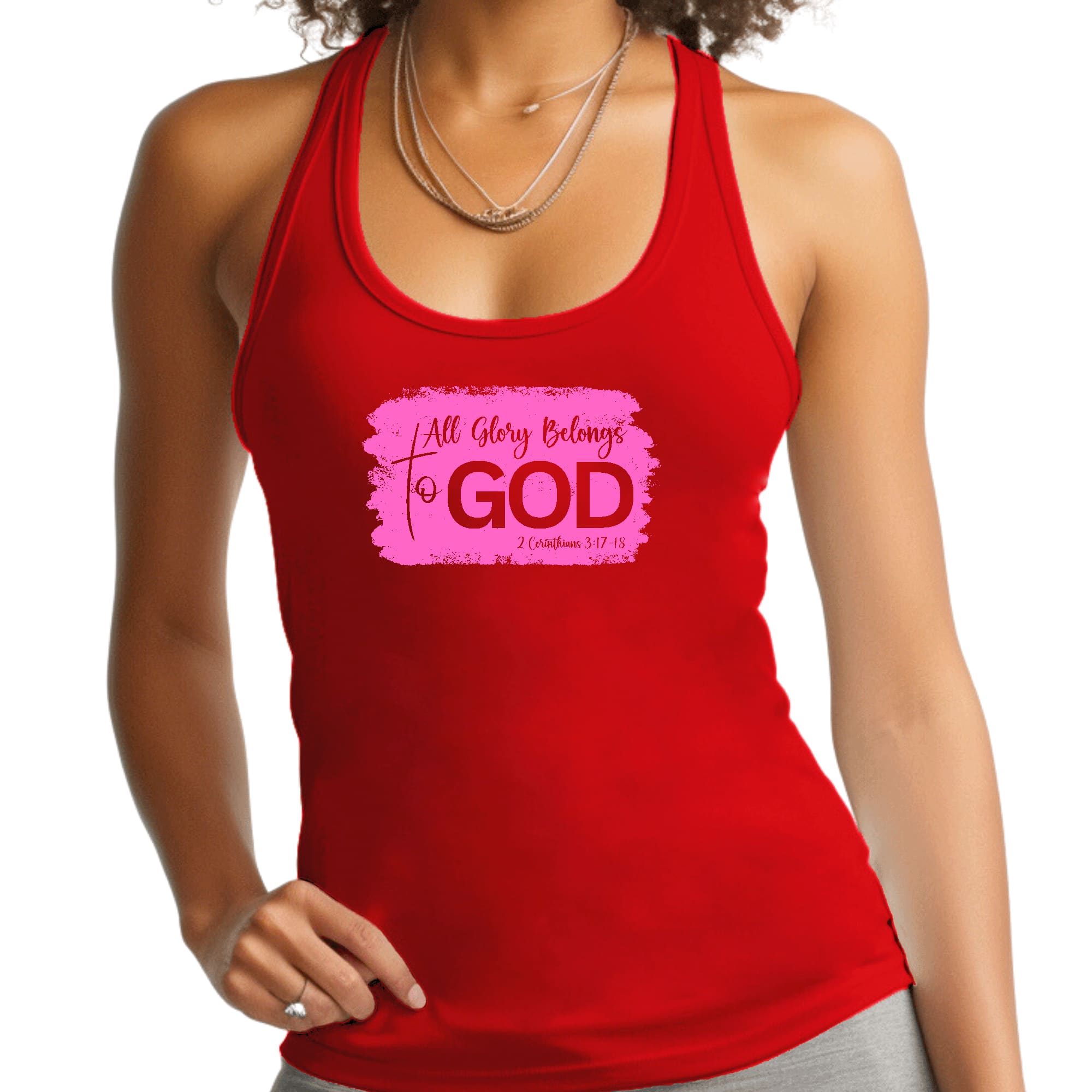 Womens Fitness Tank Top Graphic T-shirt - All Glory Belongs to God