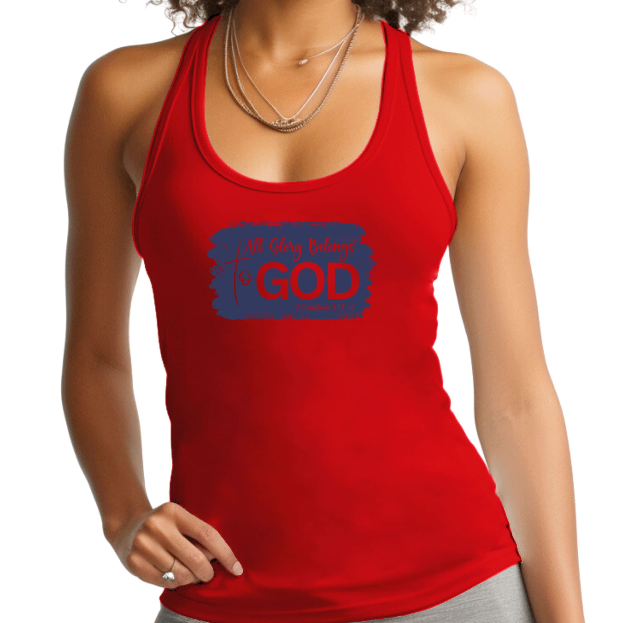 Womens Fitness Tank Top Graphic T-shirt - All Glory Belongs to God