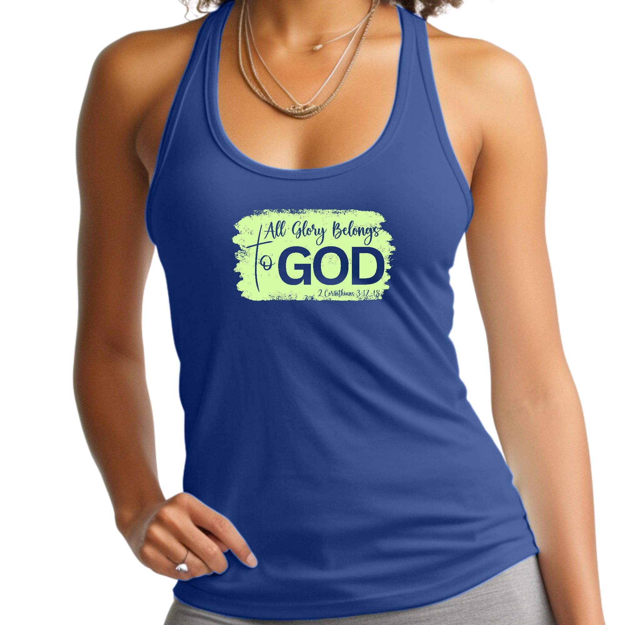 Womens Fitness Tank Top Graphic T-shirt - All Glory Belongs to God