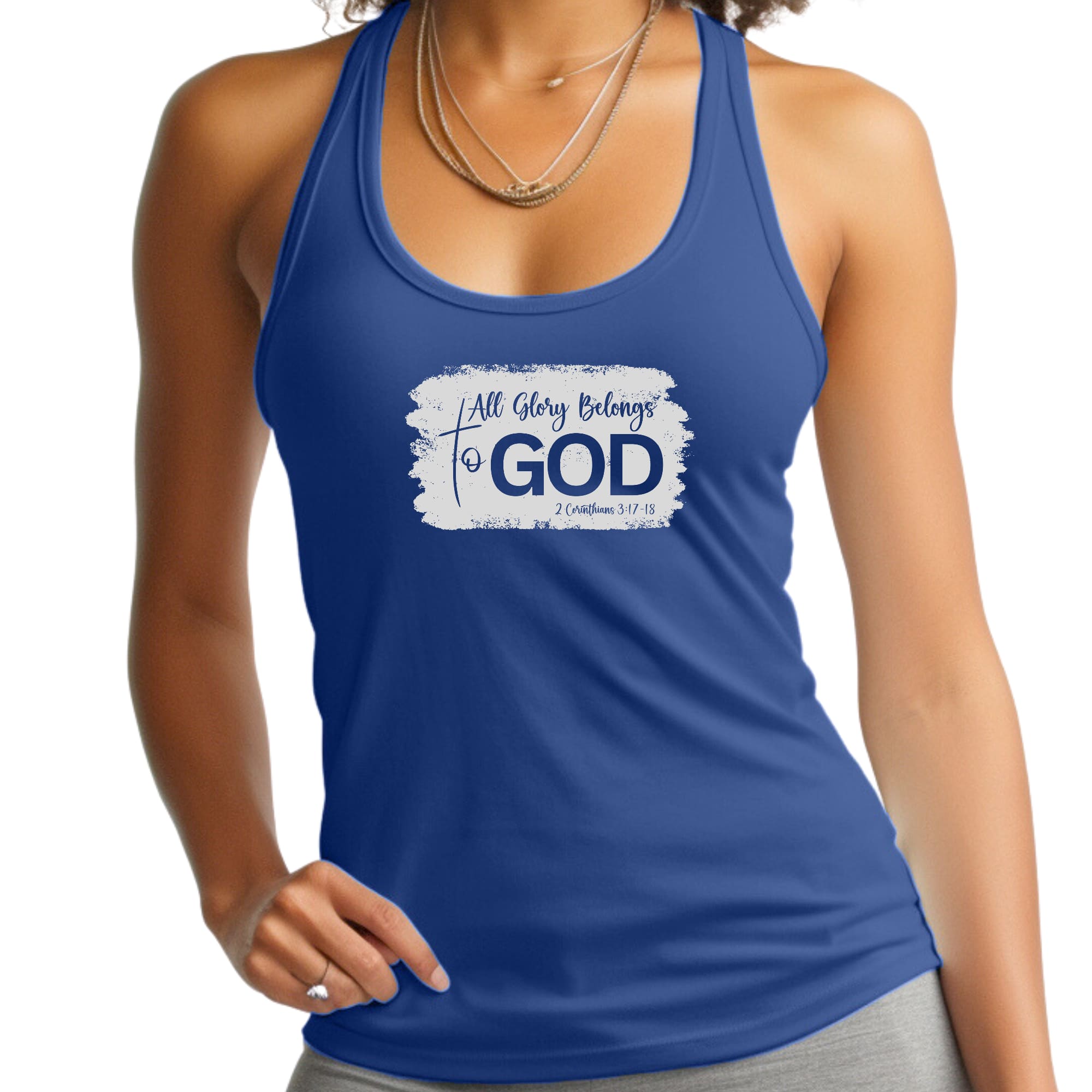 Womens Fitness Tank Top Graphic T-shirt - All Glory Belongs to God
