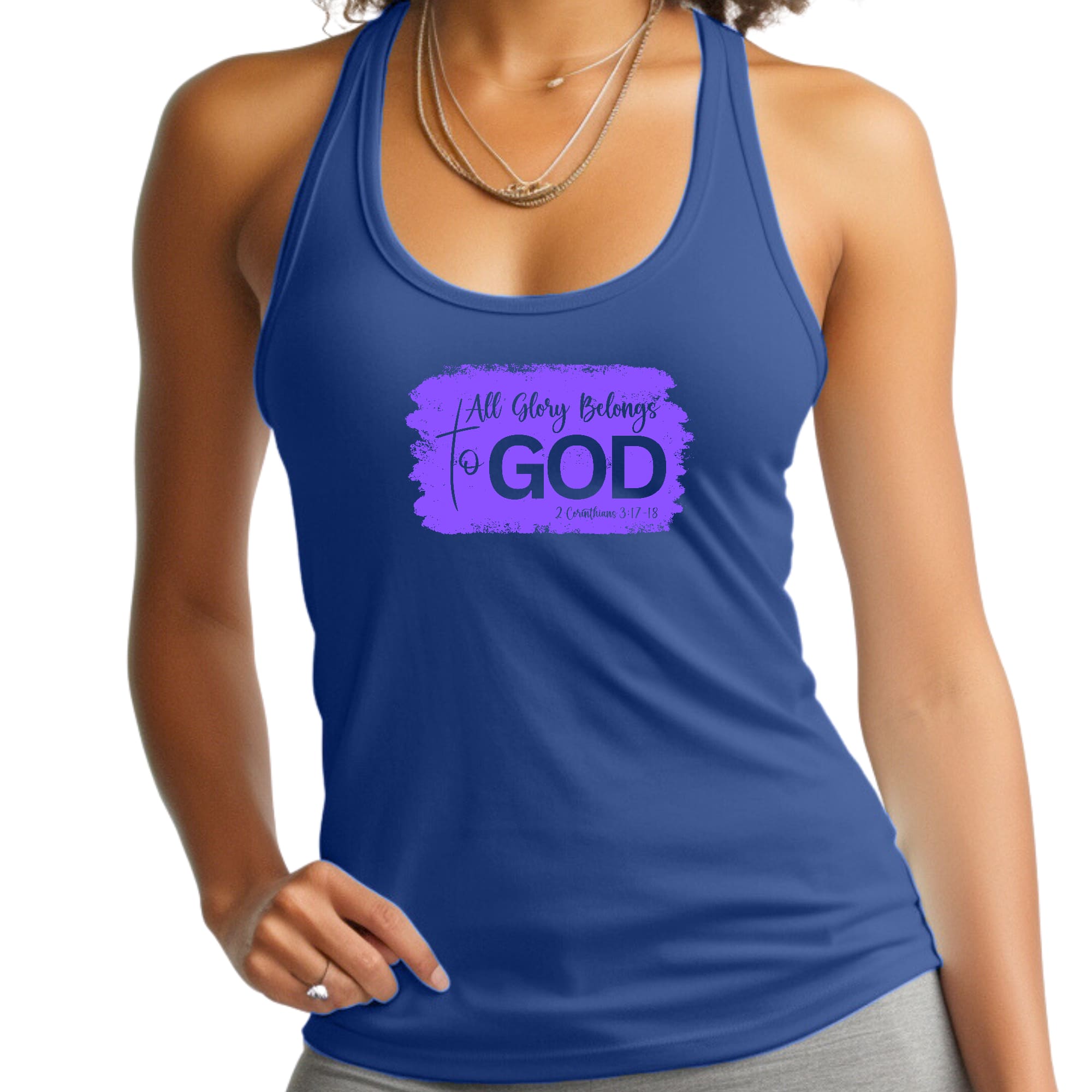 Womens Fitness Tank Top Graphic T-shirt - All Glory Belongs to God