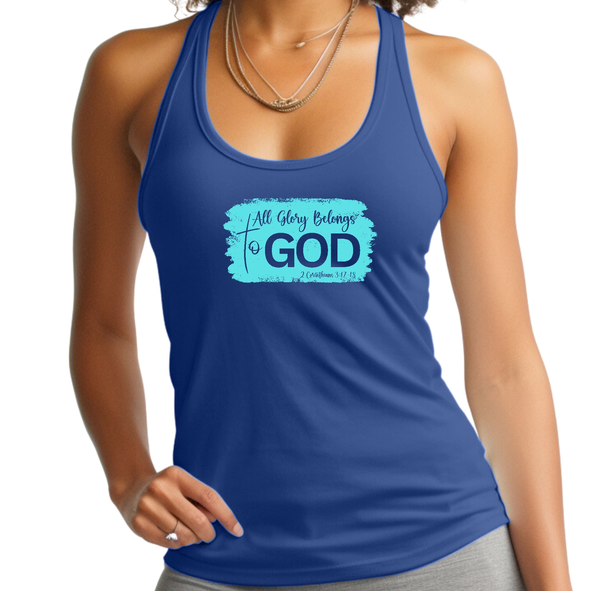 Womens Fitness Tank Top Graphic T-shirt - All Glory Belongs to God