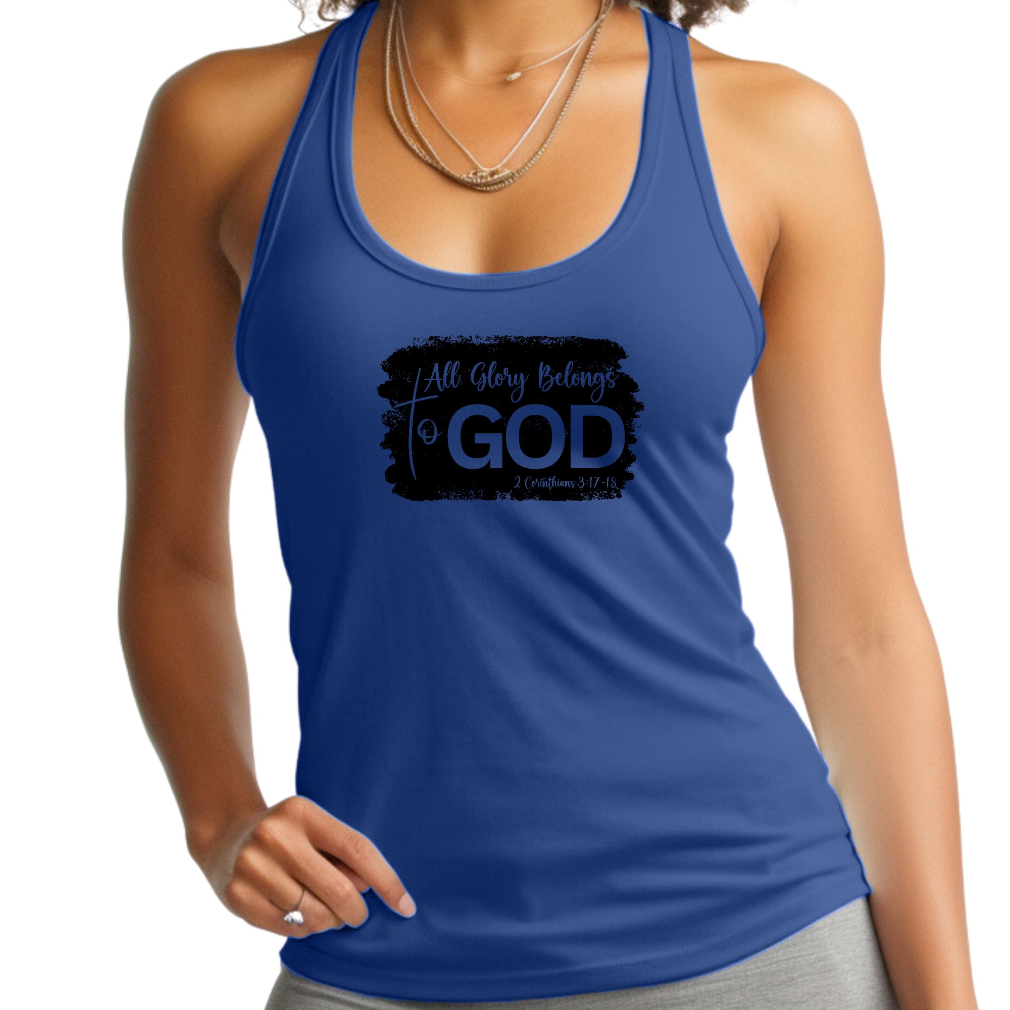 Womens Fitness Tank Top Graphic T-shirt - All Glory Belongs to God