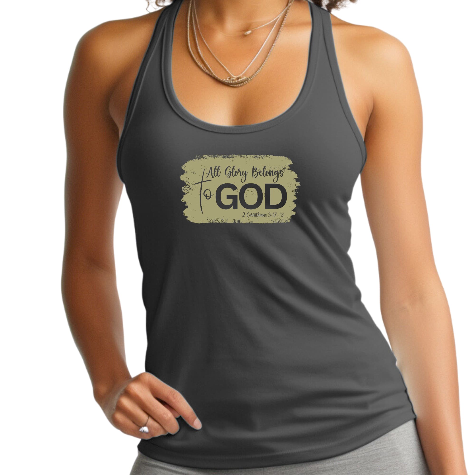 Womens Fitness Tank Top Graphic T-shirt - All Glory Belongs to God