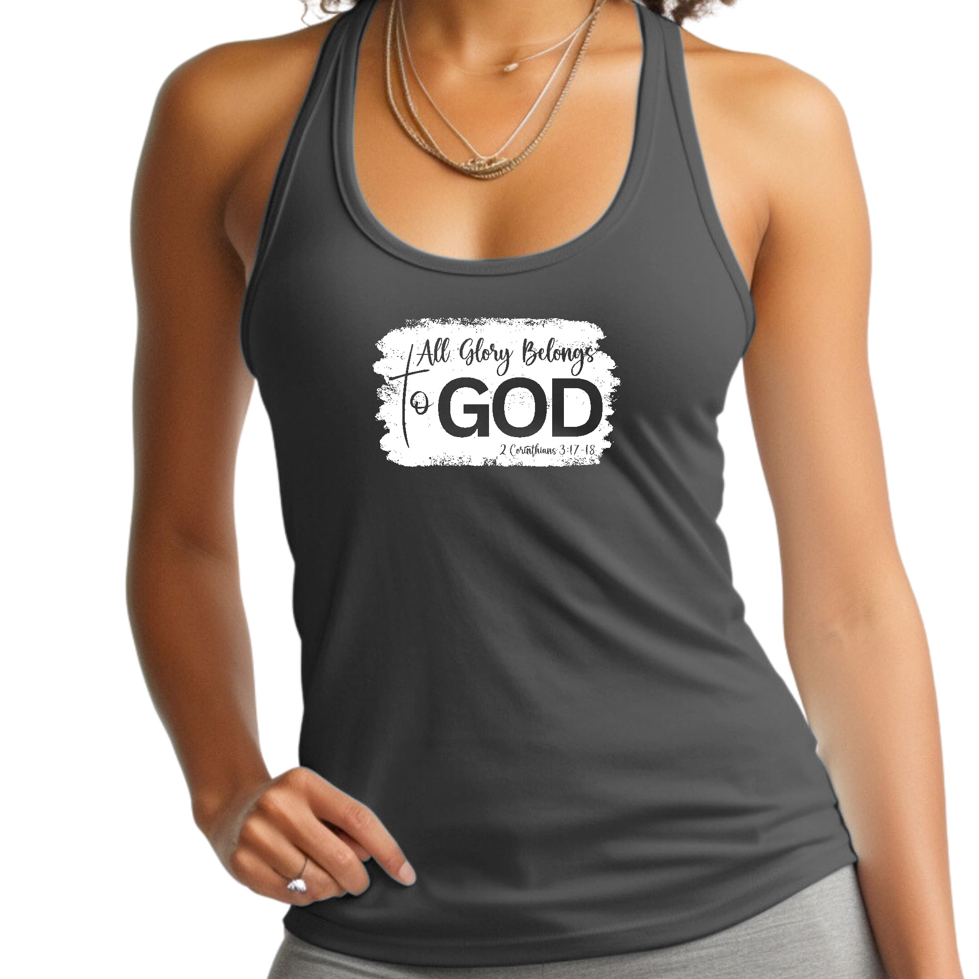 Womens Fitness Tank Top Graphic T-shirt All Glory Belongs to God