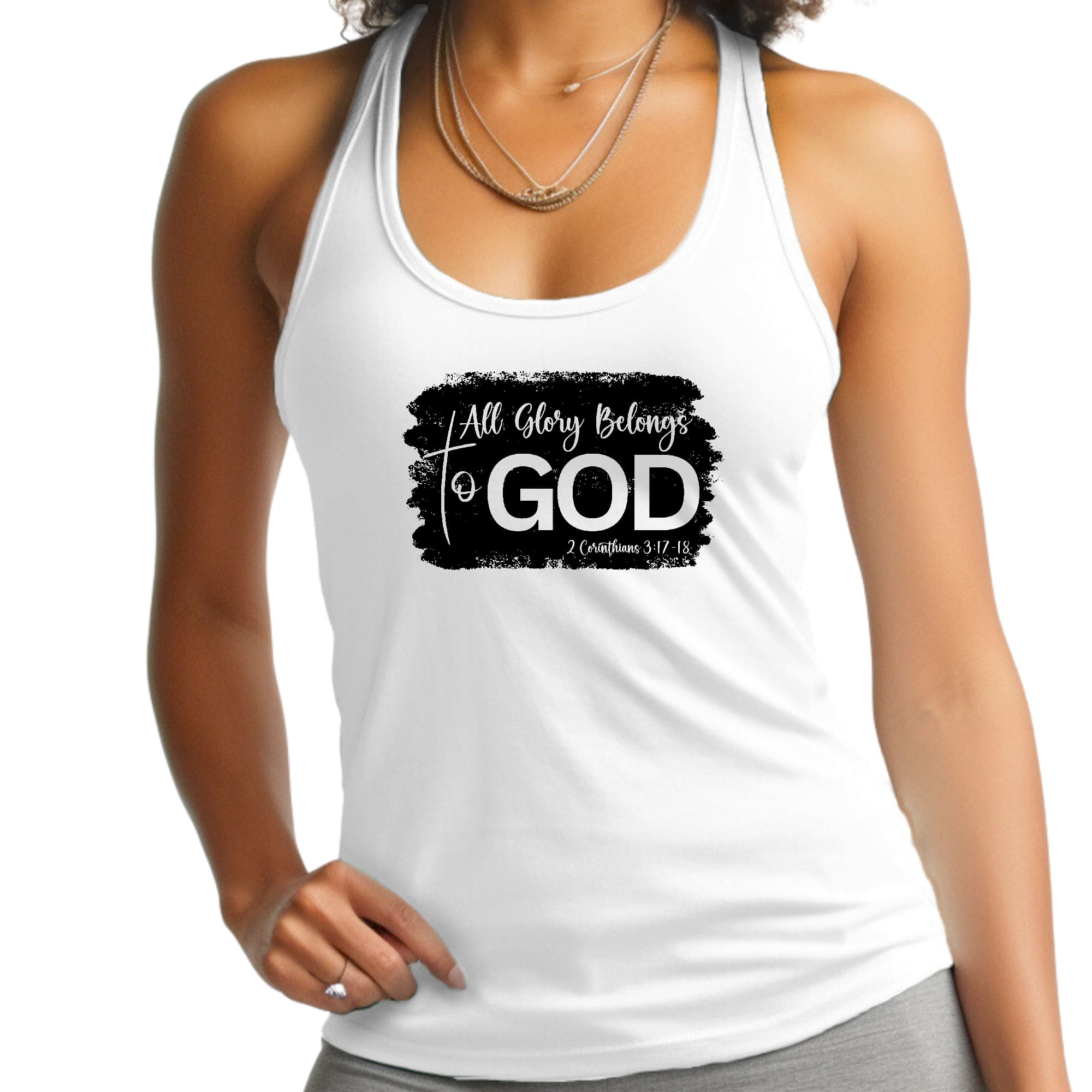 Womens Fitness Tank Top Graphic T-shirt - All Glory Belongs to God