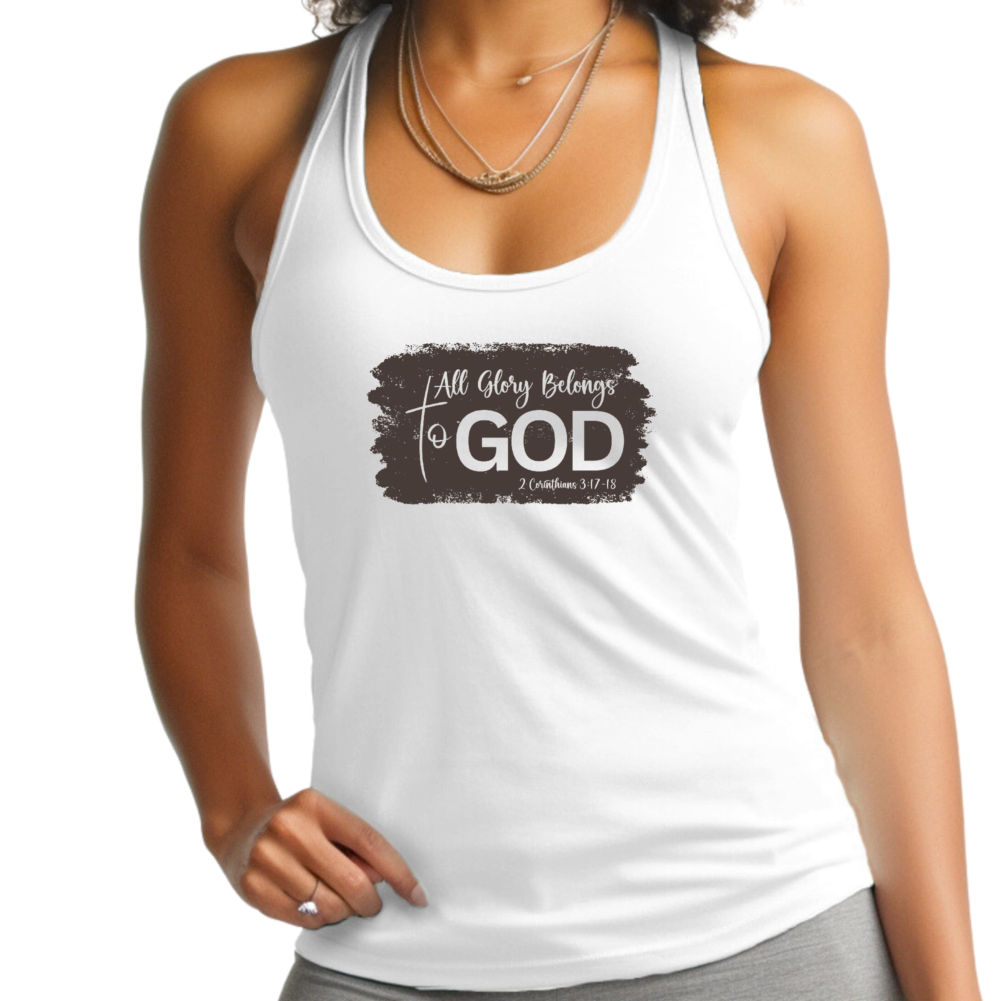 Womens Fitness Tank Top Graphic T-shirt - All Glory Belongs to God