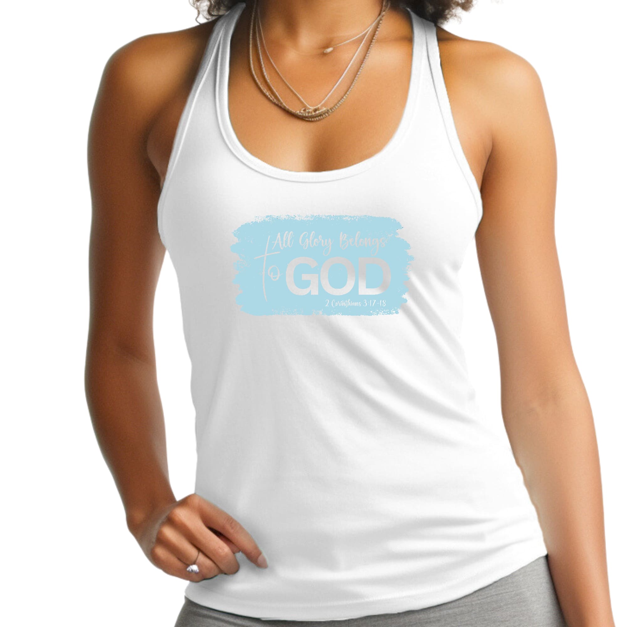 Womens Fitness Tank Top Graphic T-shirt - All Glory Belongs to God