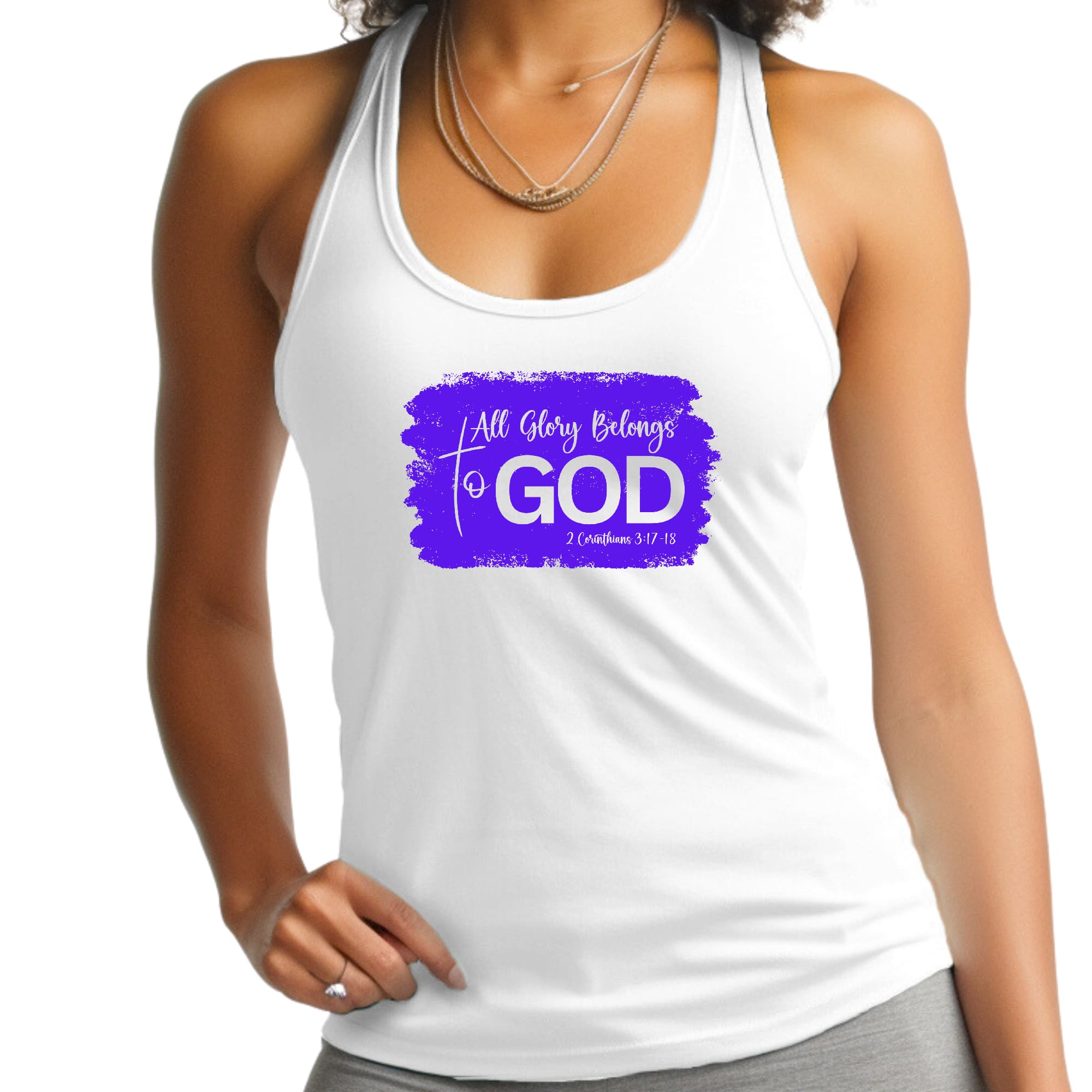 Womens Fitness Tank Top Graphic T-shirt - All Glory Belongs to God