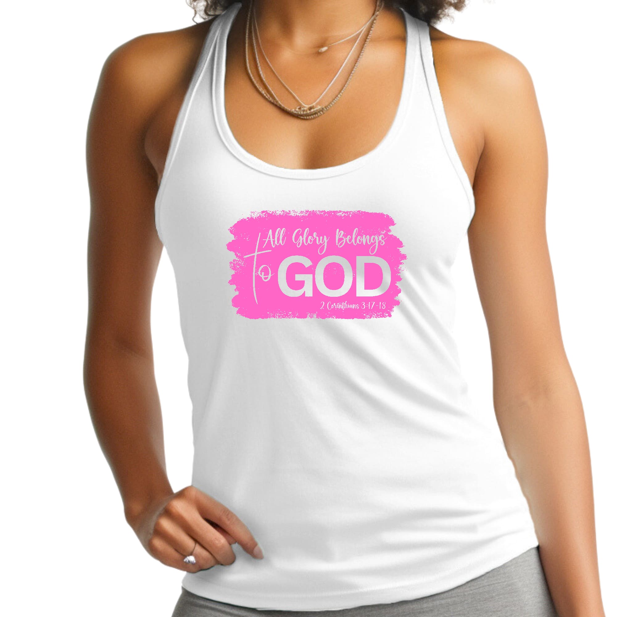 Womens Fitness Tank Top Graphic T-shirt - All Glory Belongs to God