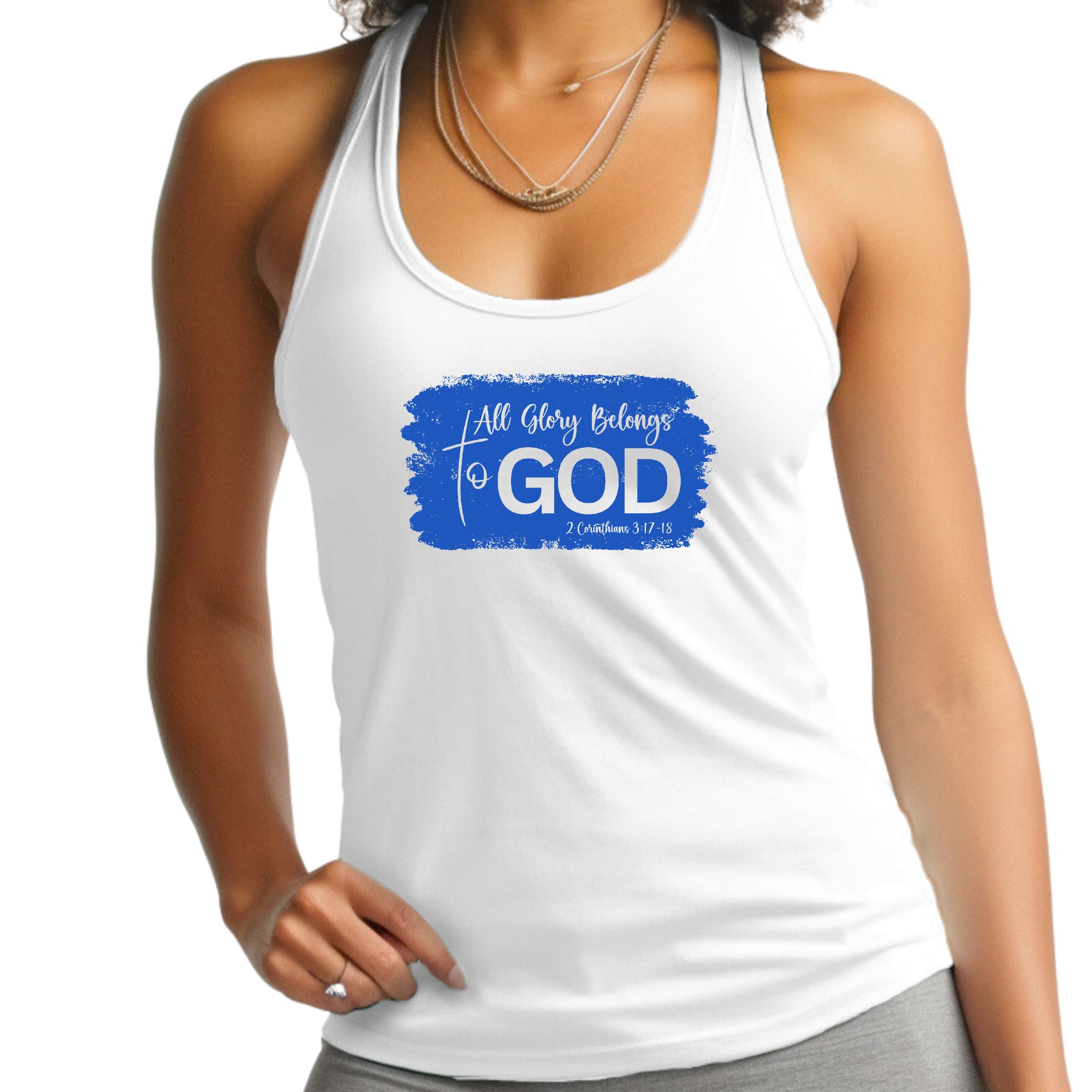 Womens Fitness Tank Top Graphic T-shirt - All Glory Belongs to God