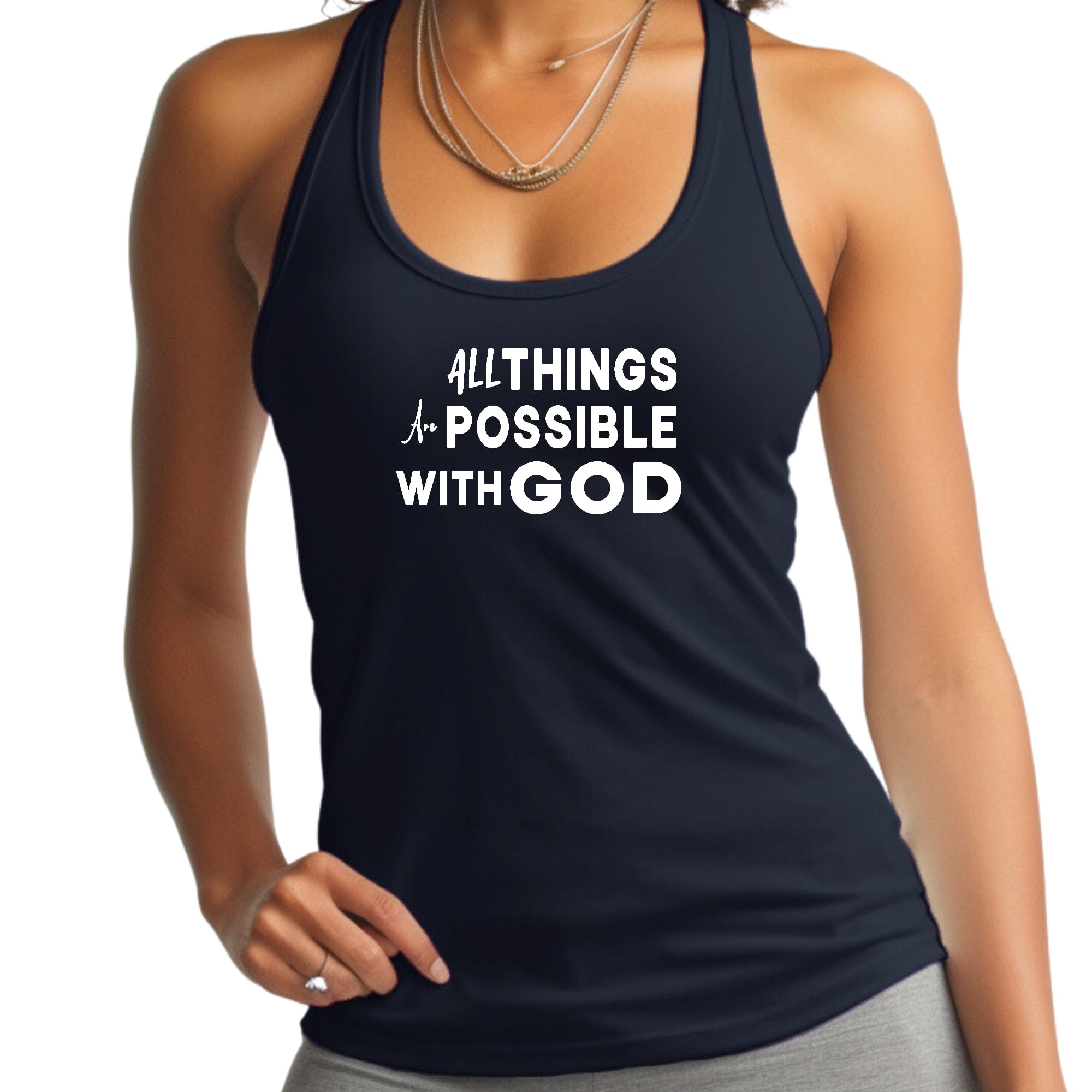 Womens Fitness Tank Top Graphic T-shirt All Things are Possible
