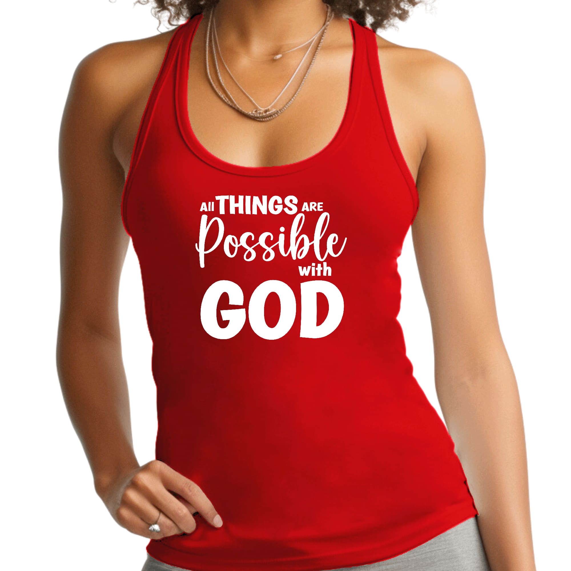 Womens Fitness Tank Top Graphic T-shirt All Things are Possible