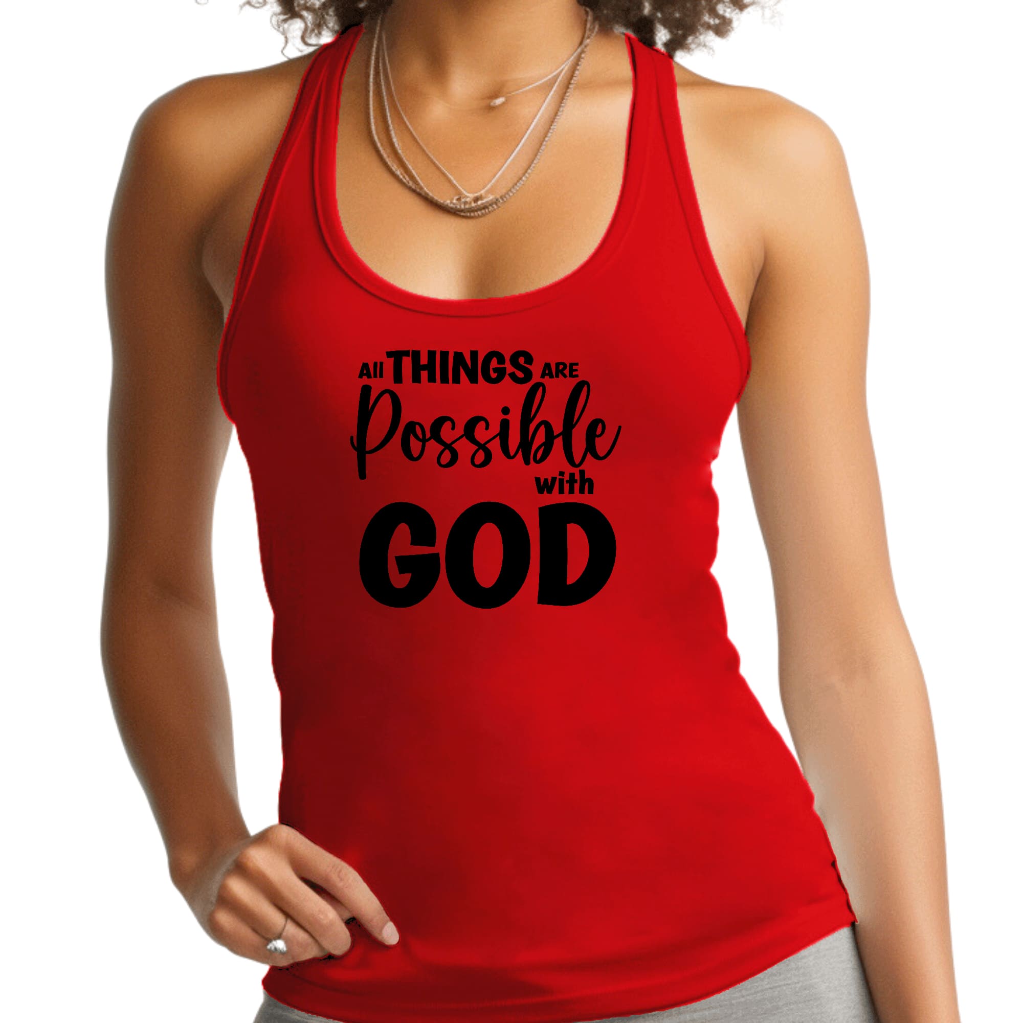 Womens Fitness Tank Top Graphic T-shirt - All Things are Possible