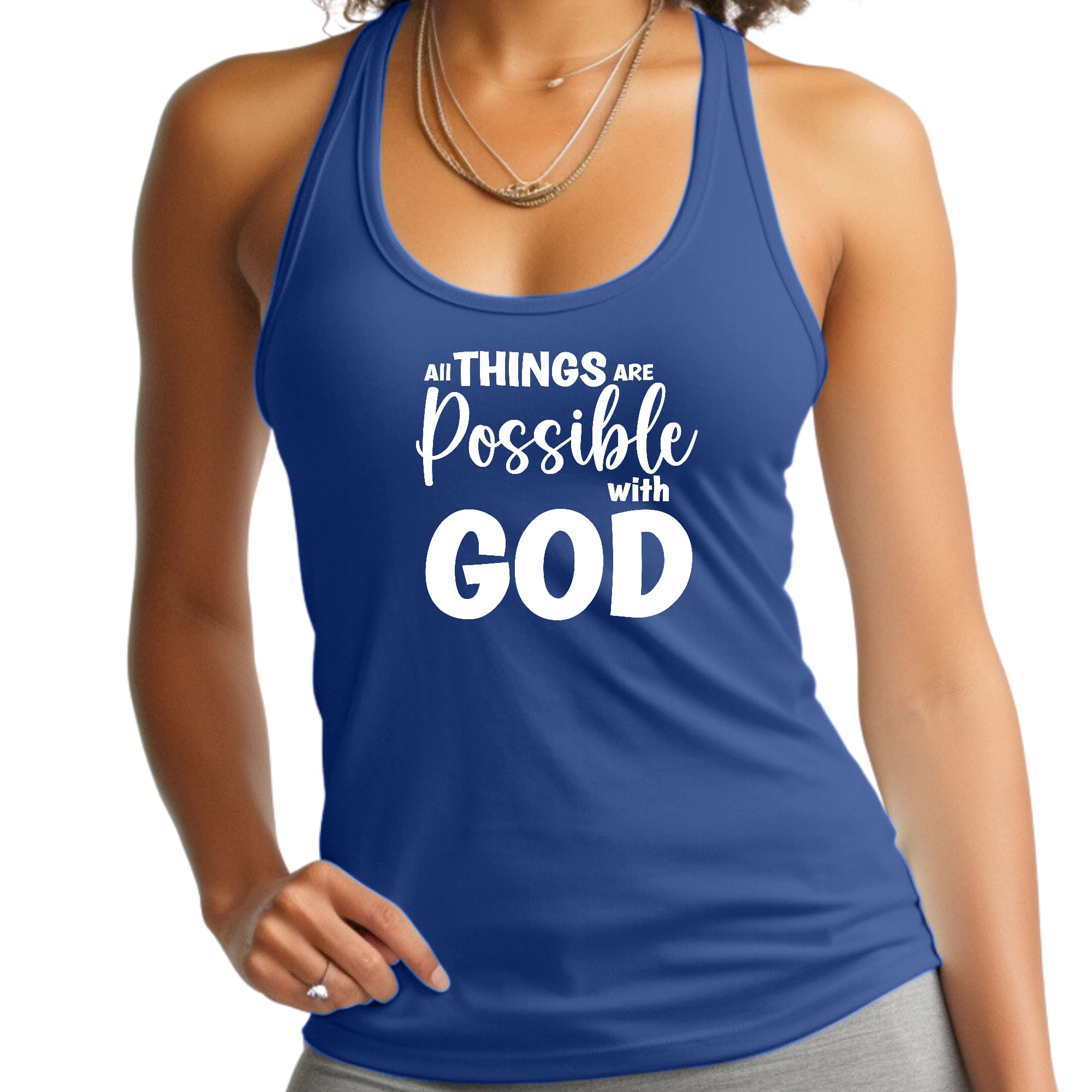 Womens Fitness Tank Top Graphic T-shirt All Things are Possible