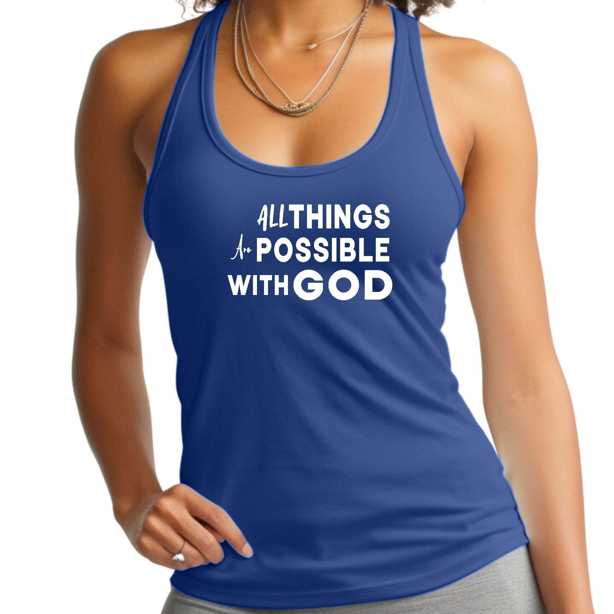 Womens Fitness Tank Top Graphic T-shirt All Things are Possible