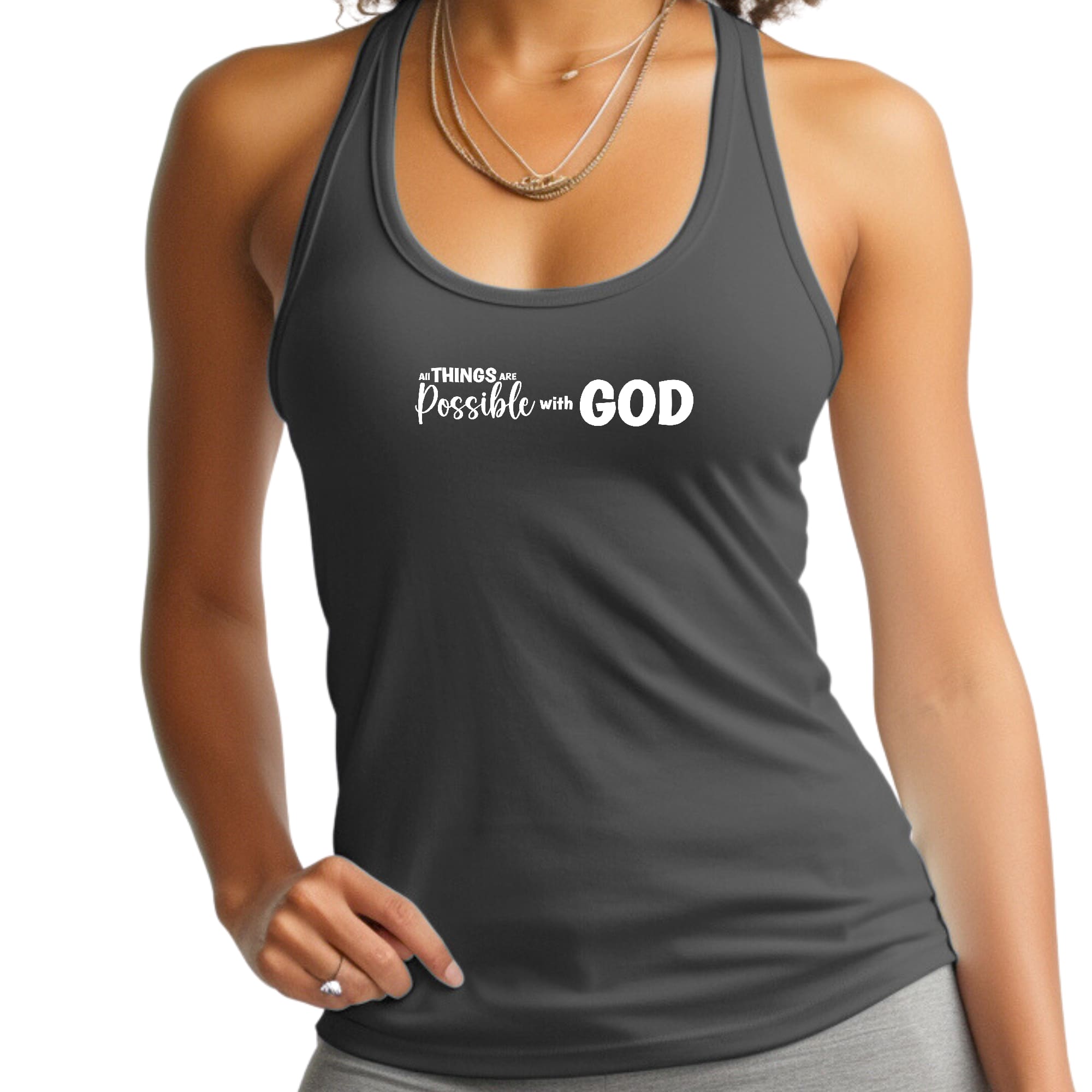 Womens Fitness Tank Top Graphic T-shirt All Things are Possible