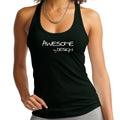 Womens Fitness Tank Top Graphic T-shirt Awesome by Design White Print
